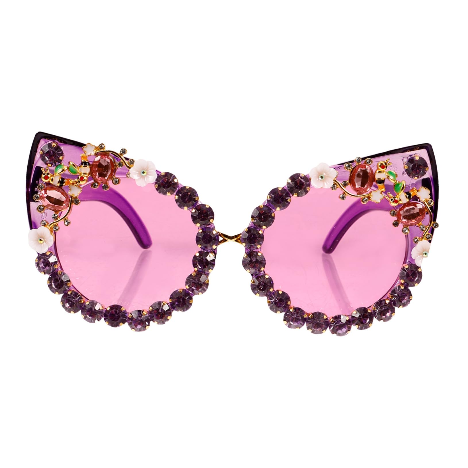 CALLARON 4pezzi Occhiali Da Sole Cat Eye Con Strass Per Donne Occhiali Con Montatura Gradiente Uv Per Attività All Aperto e Occasioni Speciali