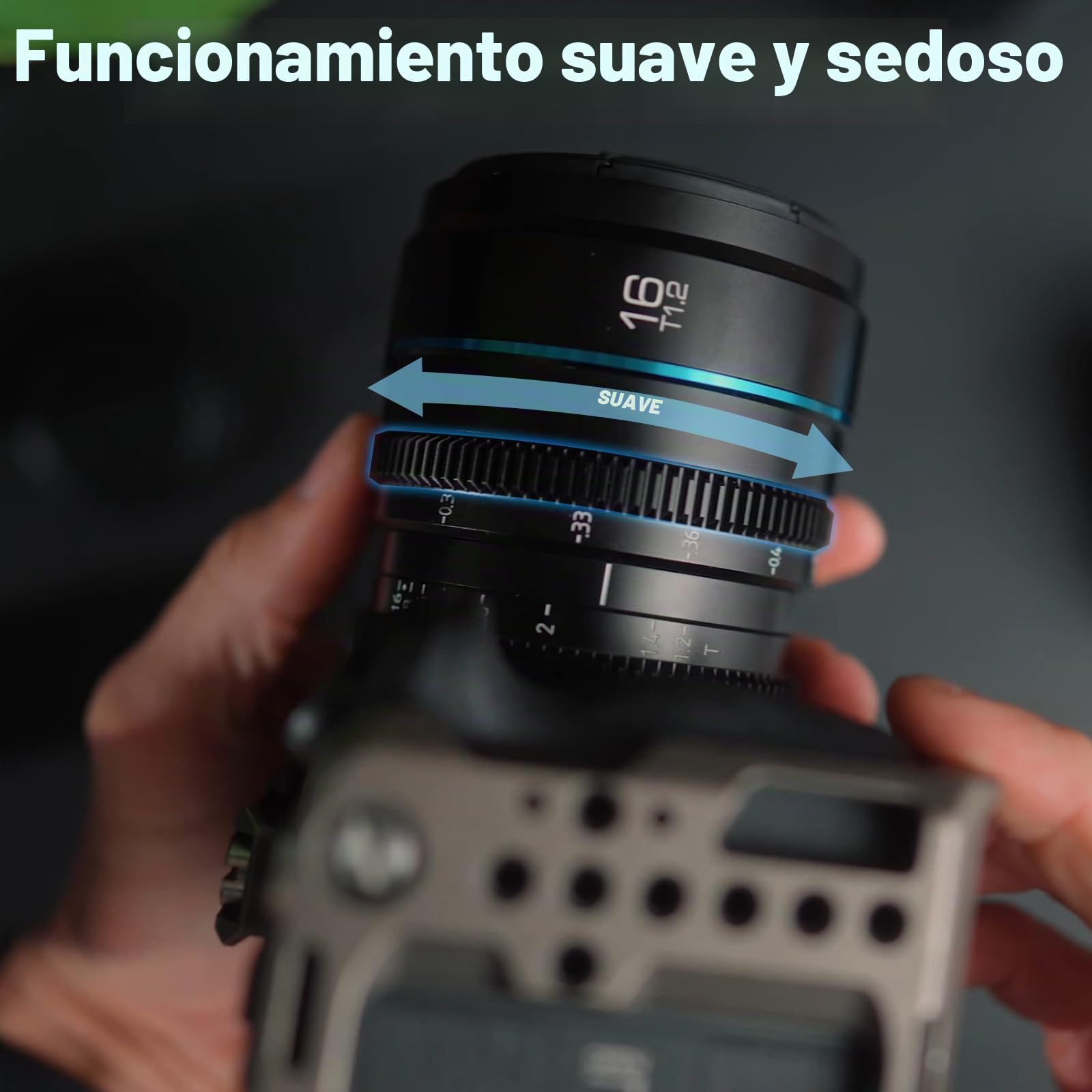 SIRUI Night Walker 16mm Lente de Cine S35/APSC con Enfoque Manual, T1.2 Large Aperture S35 Frame Wide Angle Prime Lens para E Cameras, FX30, ZV-E10, A6400, A6700 (MS16E-B, Negro)