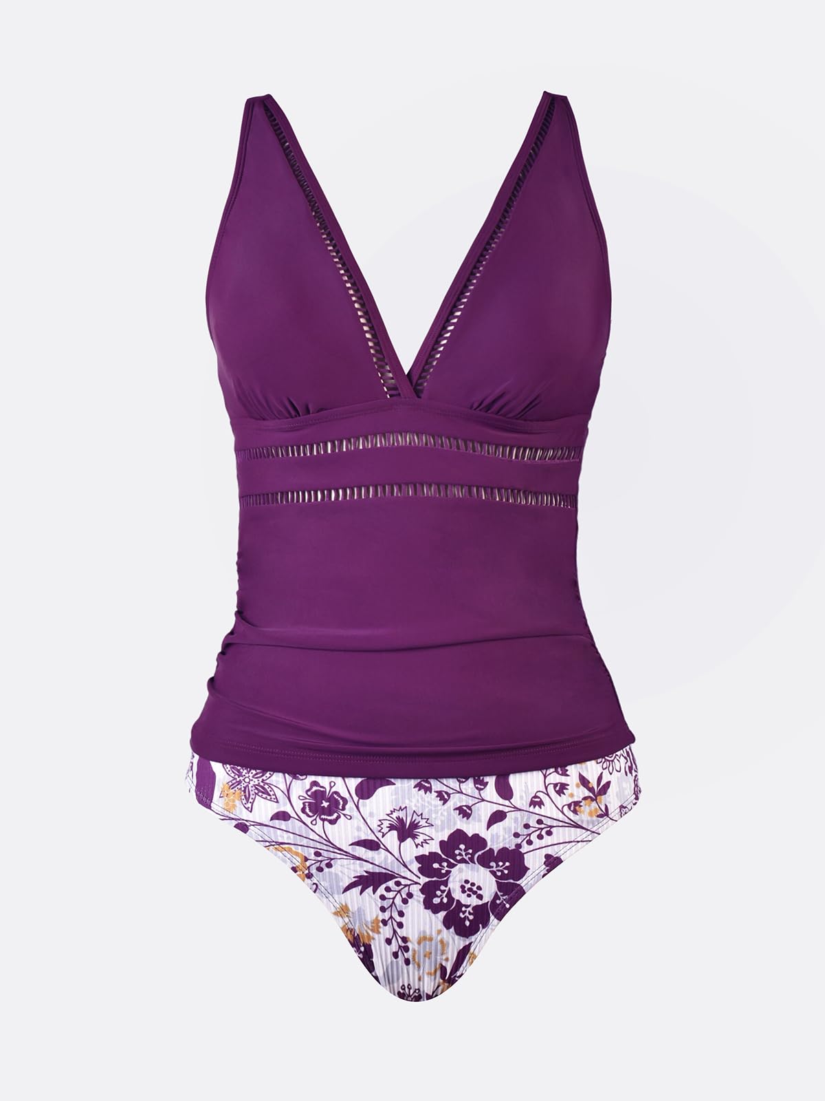 CUPSHE Tankini da donna Set due pezzi costumi da bagno vita media scollo a V cinghie regolabili gancio posteriore ritaglio sfacciato