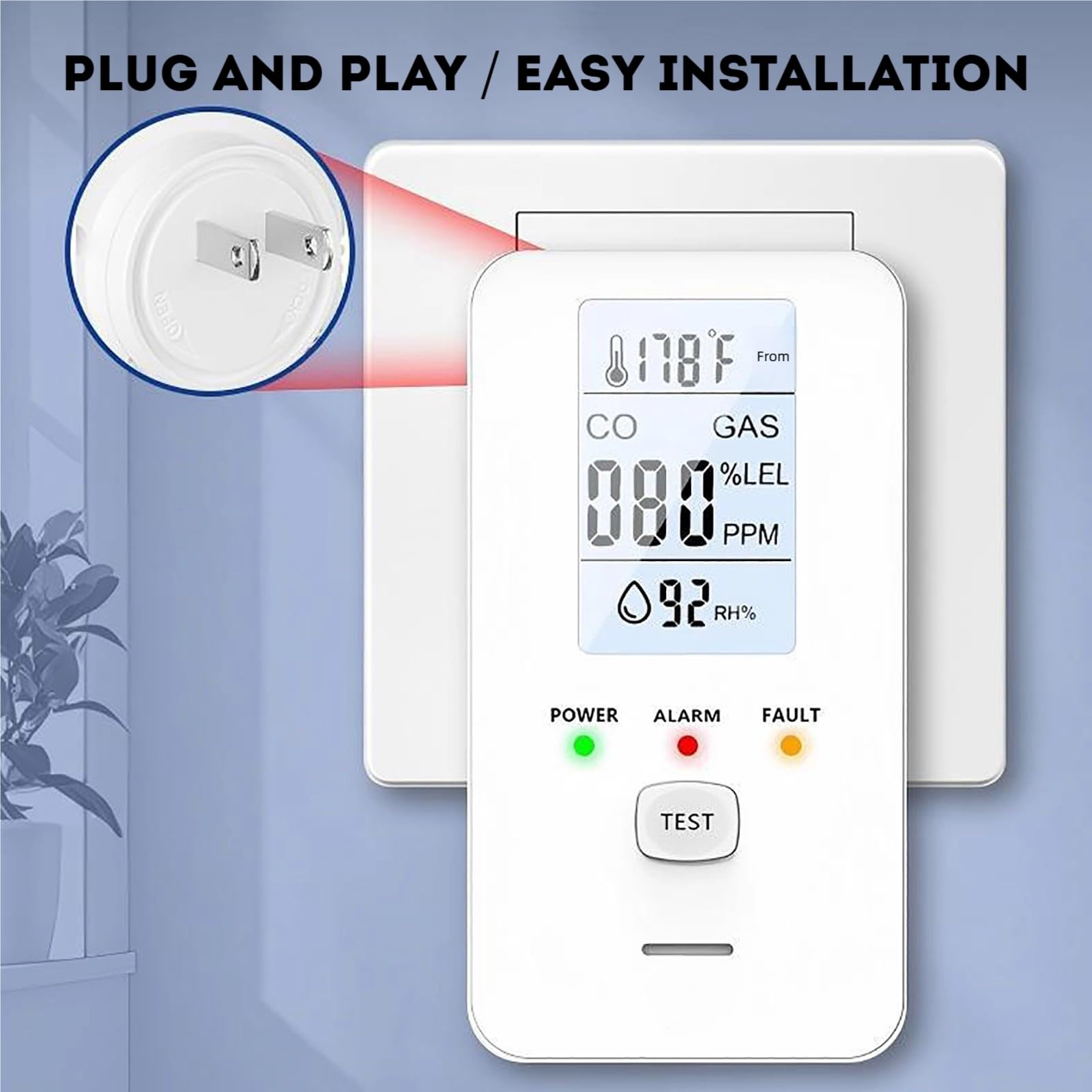 2026 New Steadfast Haven Pro Detector,4-in-1 Plug in Detector with HD Digital Display, for Home, Kitchens, Hotel (4*White) — view 7