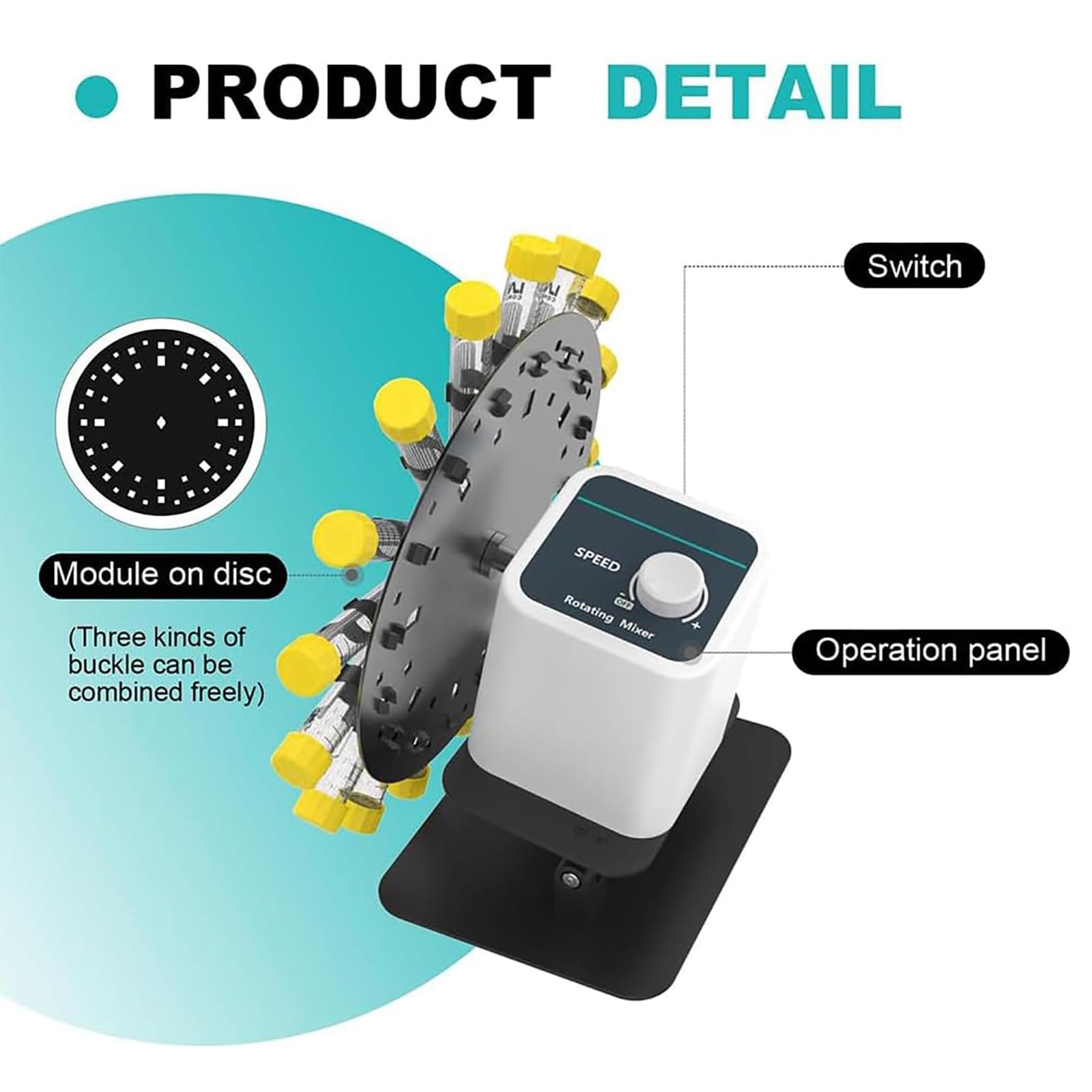 Generico Agitatore Rotante da Laboratorio, Angolo E velocità Regolabili, Motore Brushless per Una Miscelazione Efficiente, Struttura Resistente alla Corrosione Chimica