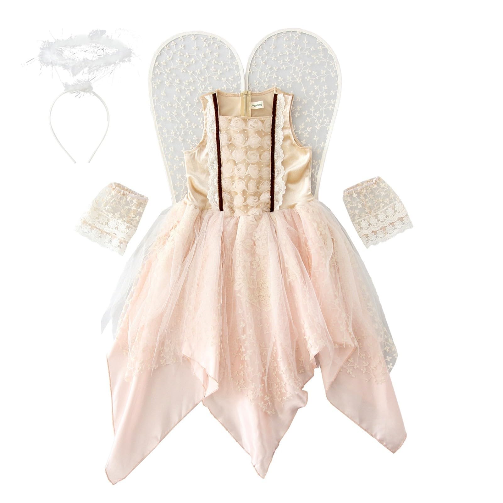 Generisch Faschingskostüm Mädchen - Feenkleid für Mädchen - florales Gartenpartykleid mit zartem - zauberhaftem Kostüm für Kinder zum Spielen und für Aufführungen