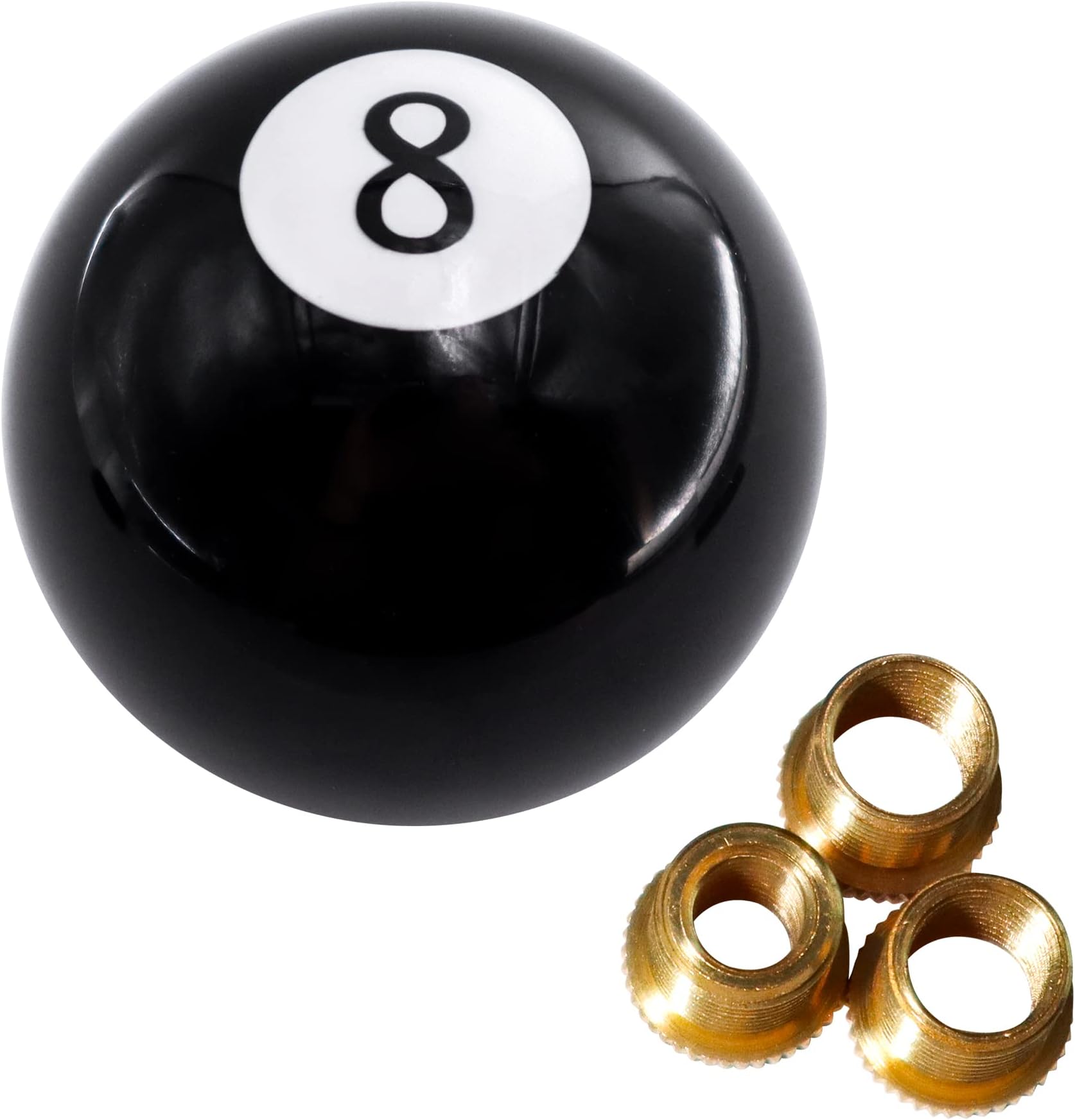 HiSport Black 8 Ball Gear Shift Knob, Round Shifter Knobs Black Billiard 8 Style Universal 4 5 6 Speed with 3 Adapters for Manual Car (M 8 * 1.25, M 10 * 1.25, M 10 * 1.5, M 12 * 1.25)