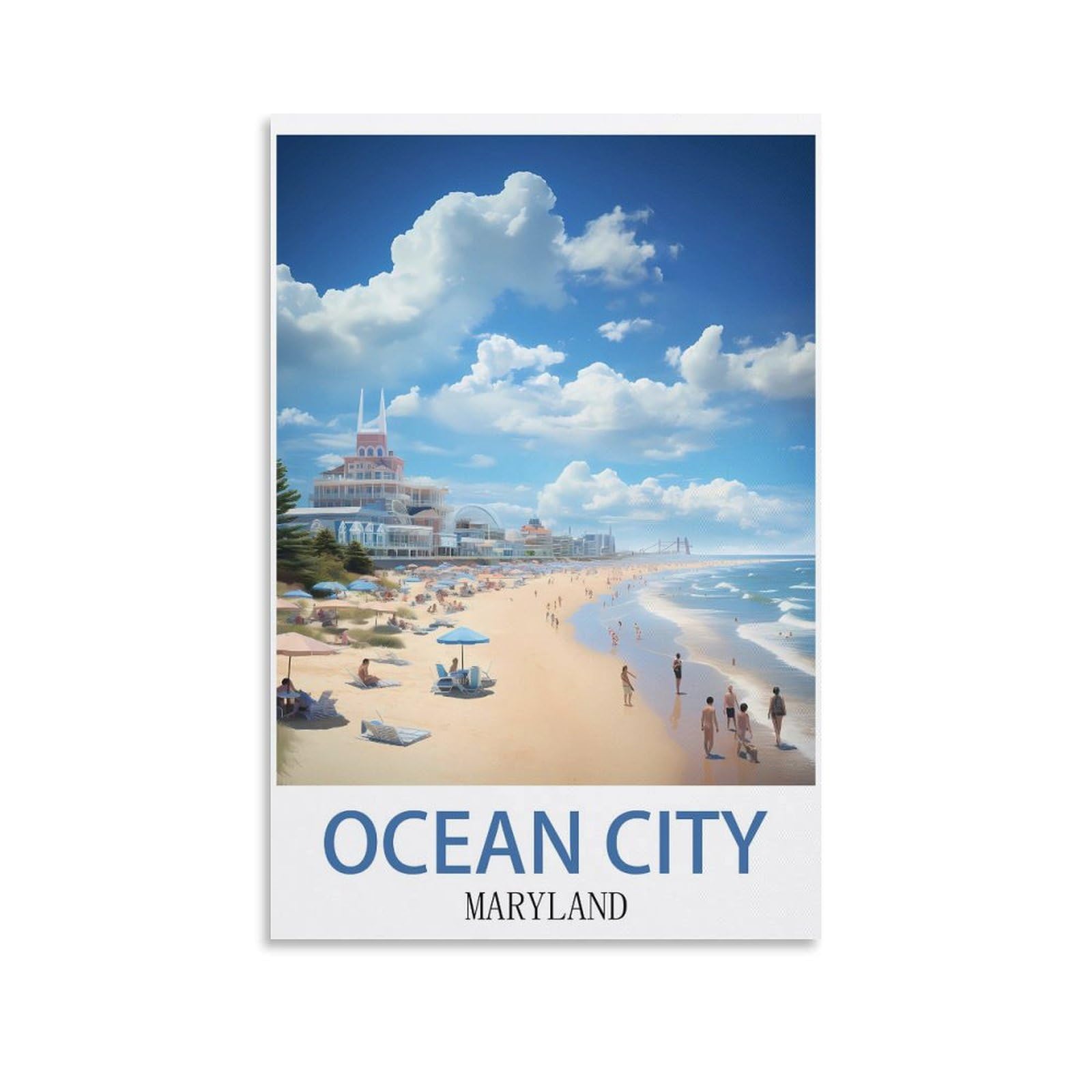 EZMLFA 5D Diamond Painting Kits for Adults,Ocean City Marylands Diamond Art Kits for Beginners,Full Drill Diamonds Gem Art for Home Wall Decor Gift 30x40cm