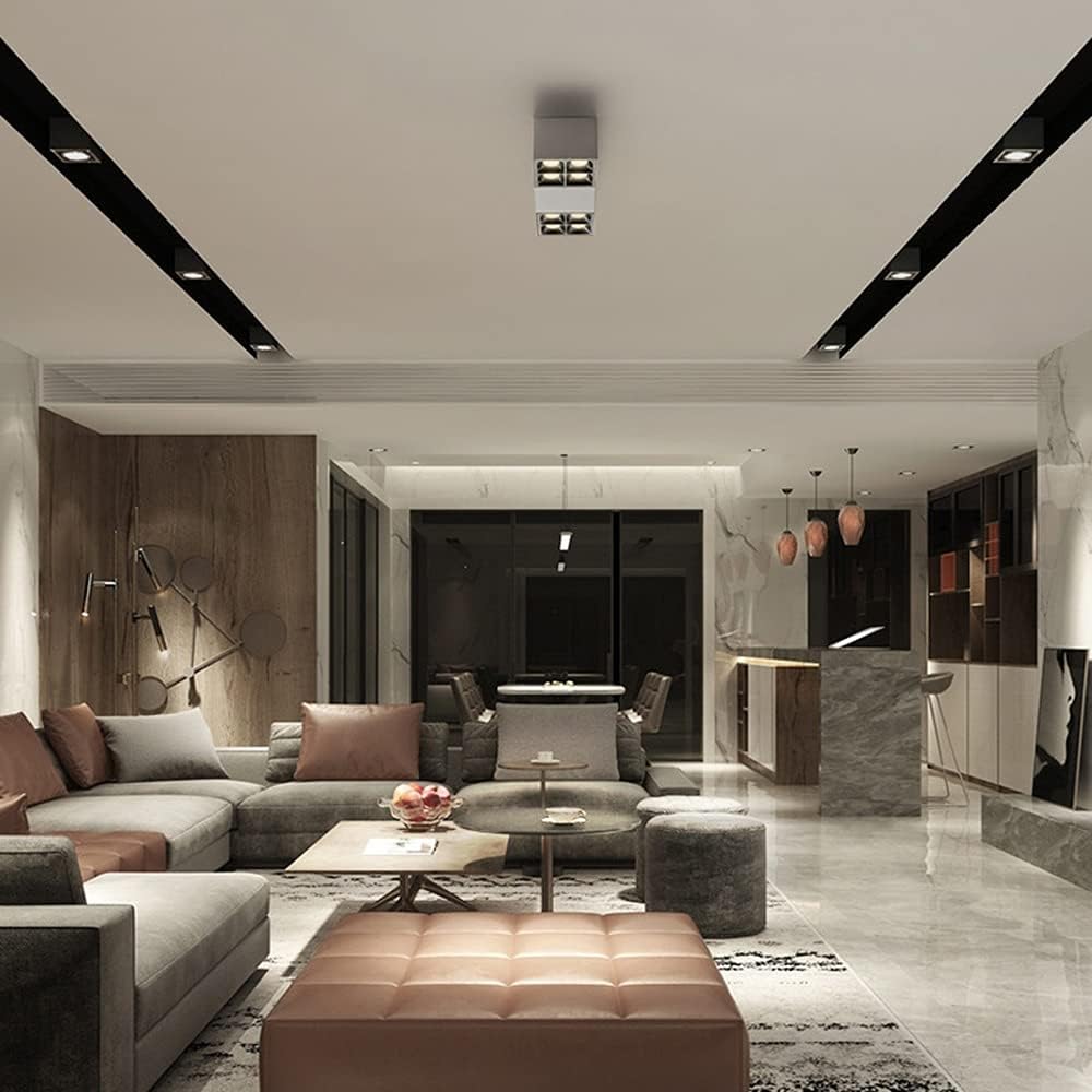 40W Square Surface Mounted LED Ceiling Light, Segment Switch Remote Control Dimming Smart LED Downlights, 3000K/4000K, CRI 90+ Beam Angle 24° Home Spotlights AC 90-265V High Brightness (Color :