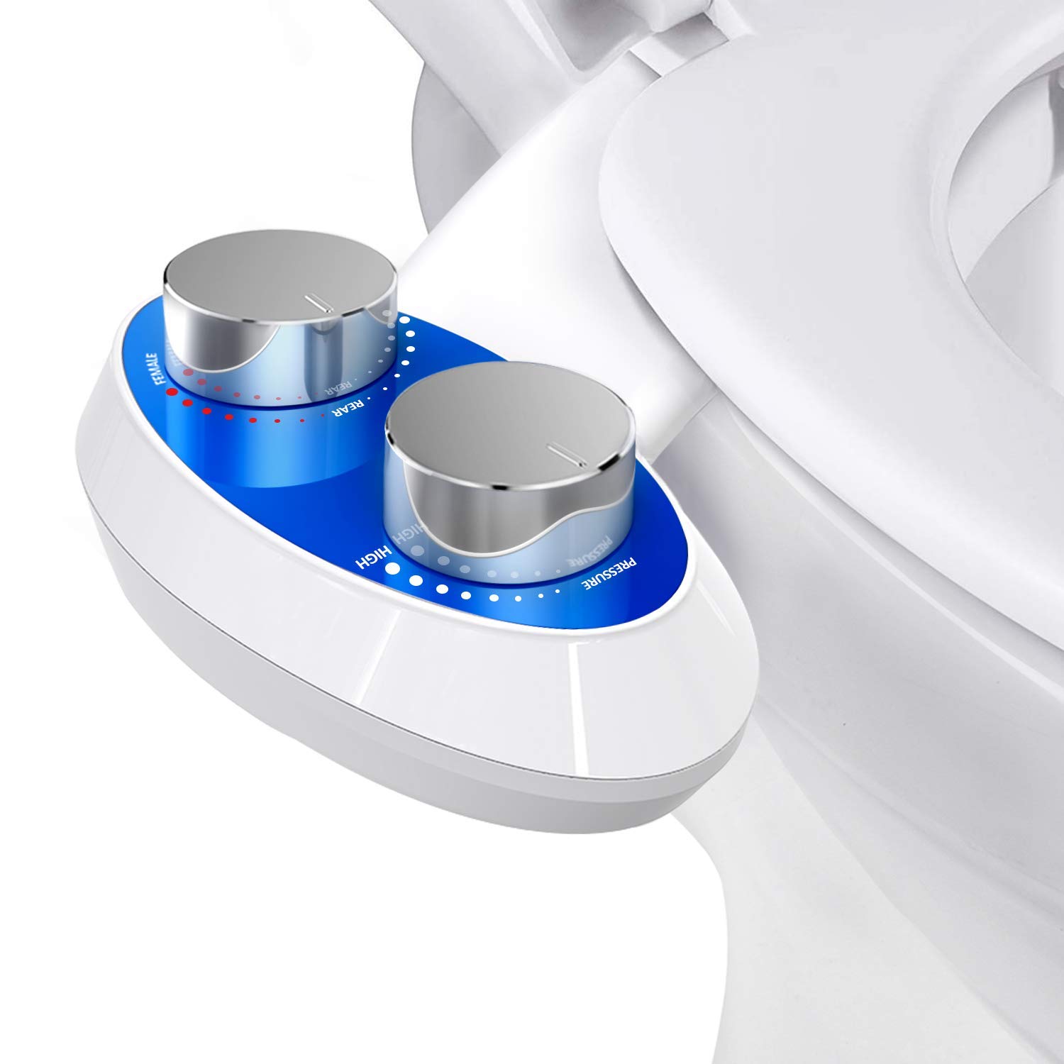 Bidet Toilet Attachment, JUSTSTONE Self Cleaning Dual Nozzle, Fresh Water Sprayer Toilet Seat Attachment with Adjustable Pressure Control for Sanitary and Feminine Wash, Non Electric,Easy to Install