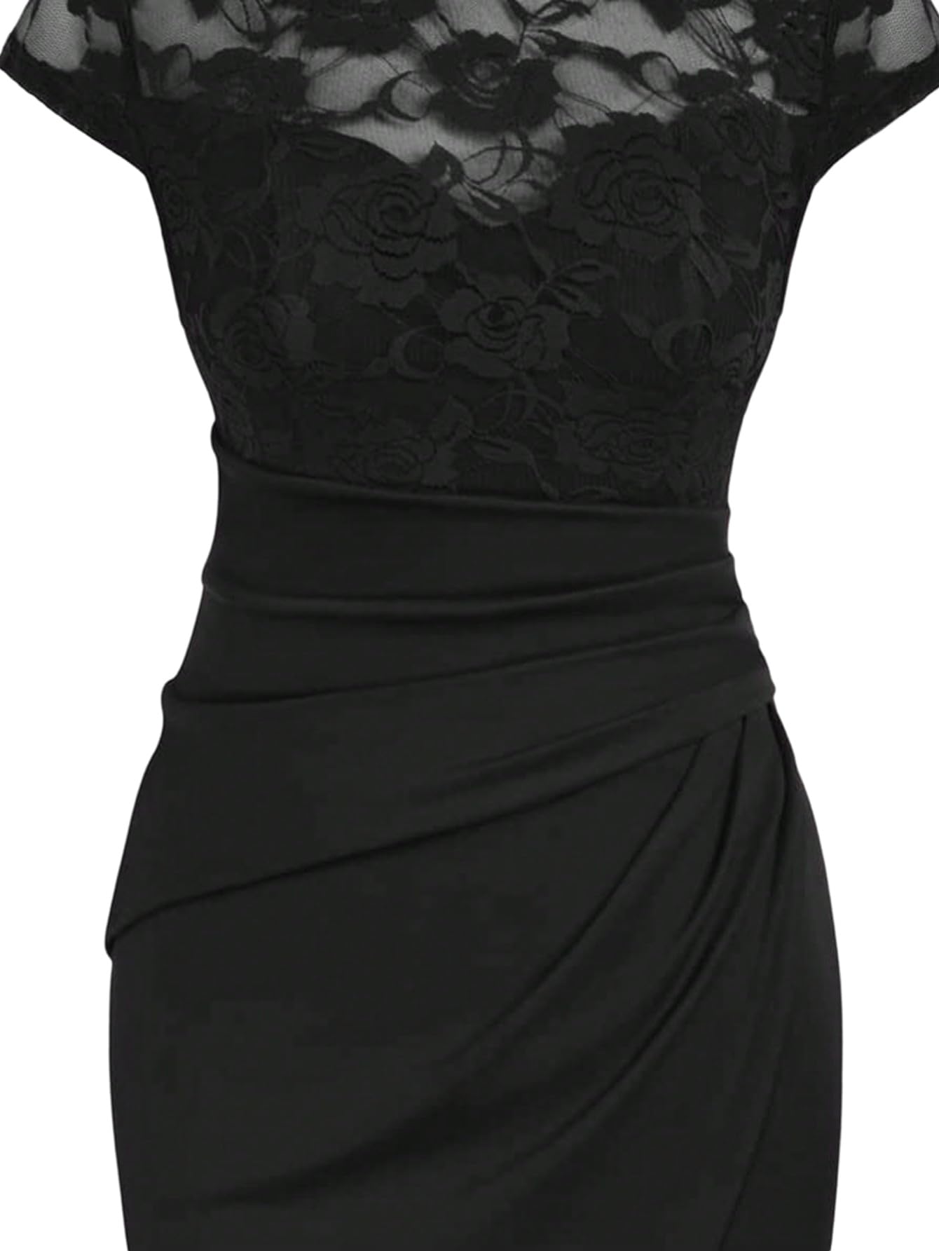 SweatyRocks Damen Elegant Kleid Mit Schlitz Enger Spitzenkleid Bürokleid