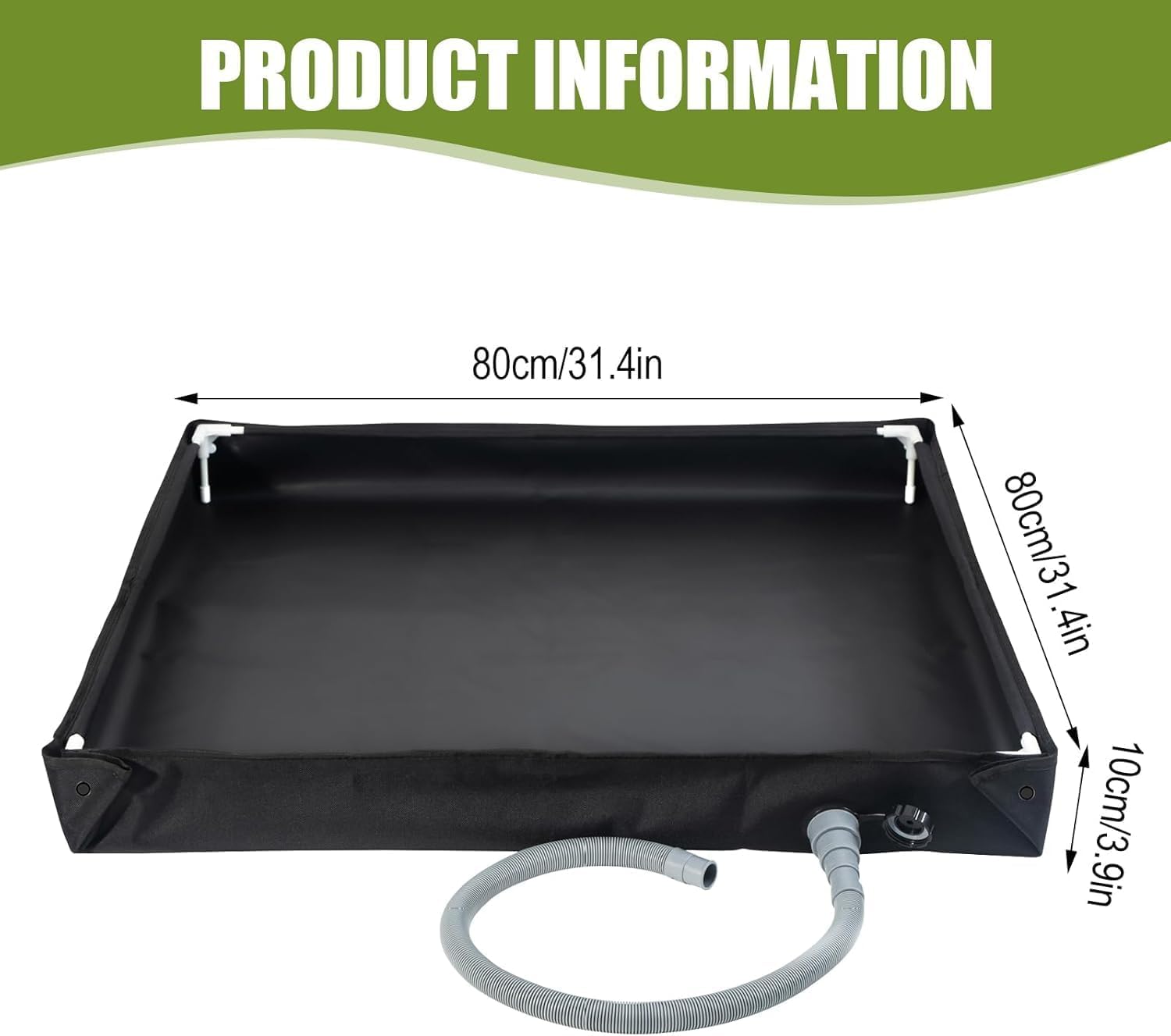 Plato de ducha portátil, plegable 2 en 1, base de ducha de camping, plato de ducha portátil, con tubo de drenaje, base de ducha plegable, 80 x 80 x 10 cm, resistente al agua, resistente al agua