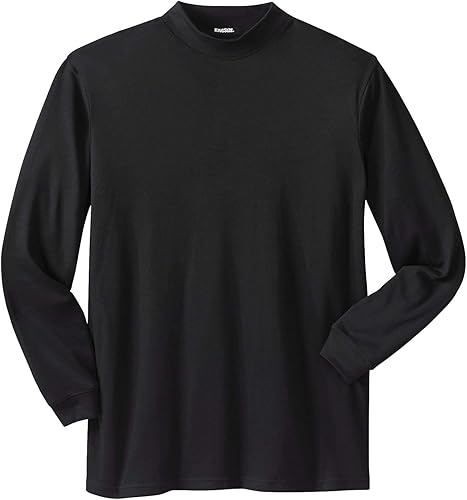 KingSize Men's Big & Tall Mock Turtleneck Long-Sleeve Cotton Tee - 7XL, Black