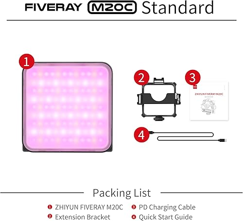 Miniatura 8 de ZHIYUN FIVERAY - Luz de video bicolor M20, luz de fotografía de cámara portátil de 20 W, CRI 95+, 2700K-6500K, TLCI 97+, 4500mAh con 10 efectos de