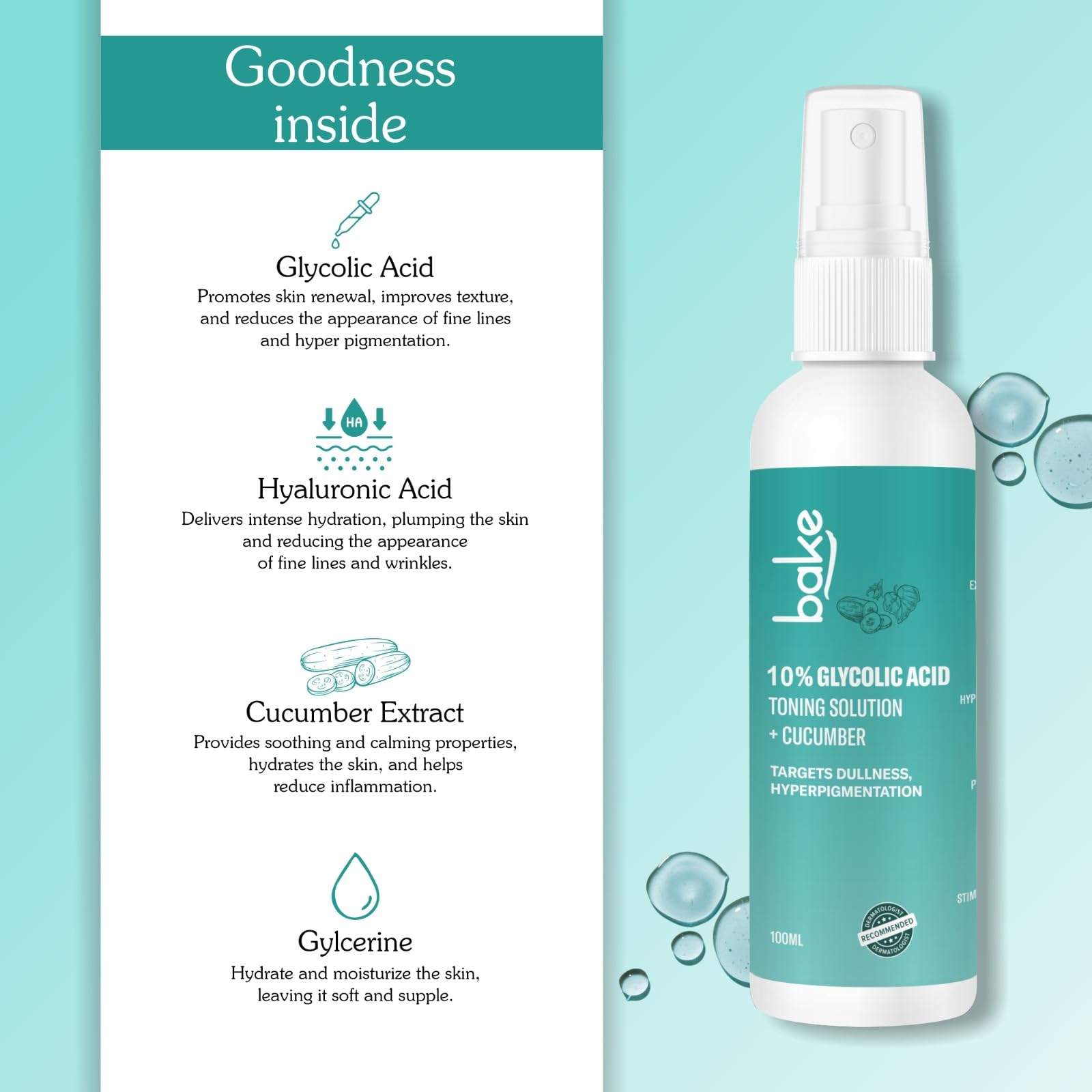 BAKE Toner With Hyaluronic Acid, Transparent, 100 ml - Image 4