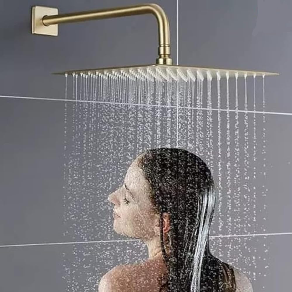 ZAP ZX-3446 Gold 12 inch Overhead Shower With 15 inch Shower Arm | Anti-MIcrobial Silicon Nozzle | Ultra Thin & Lightweight (B0BW6XJ1RK) Amazon Price History, Amazon Price Tracker
