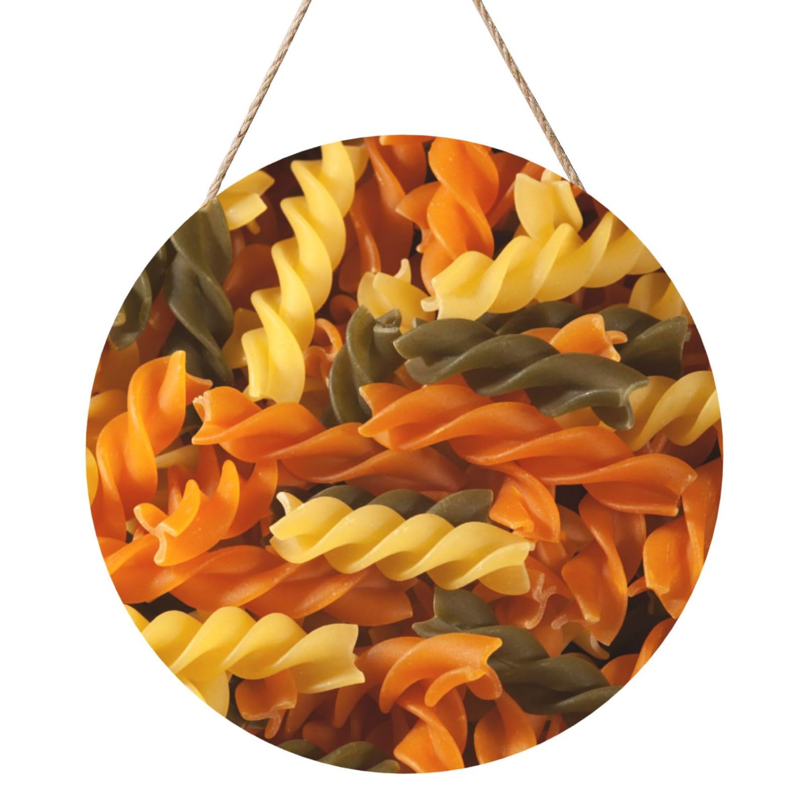 InOmak Tasty Pasta, Round Wood Panel Painting 12 in, Wall Hanging Painting For Home