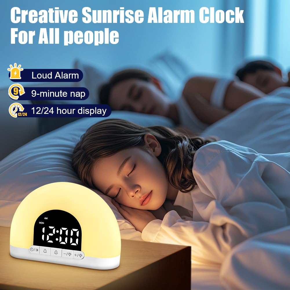 Ainiv Sveglia Alba, Wake up Light Luce Sveglia, Sveglia Intelligente del Sonno per Bambini Adulti, 30 Livelli di Luminosità, Sveglia Luminosa con Simulazione dell'Alba e del Tramonto