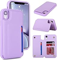 Vista 30 de iCoverCase Compatible con Funda para iPhone XR con Tarjetero, Funda de Teléfono Tipo Cartera para Hombres y Mujeres con Bloqueo RFID de Piel Beige