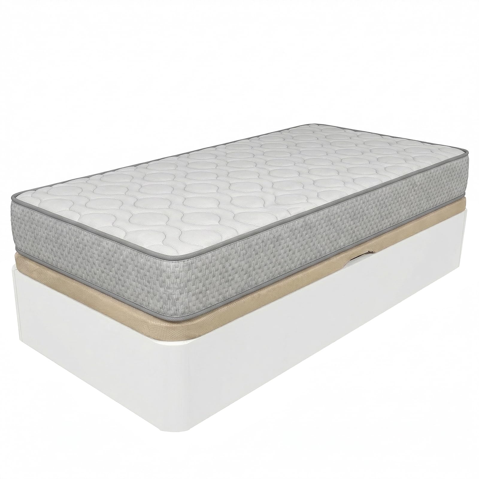 Duérmete Online - Pack Colchón Viscoelástico Marko + Canapé Abatible Gran Capacidad con Apertura Lateral | Color Blanco 105 x 190