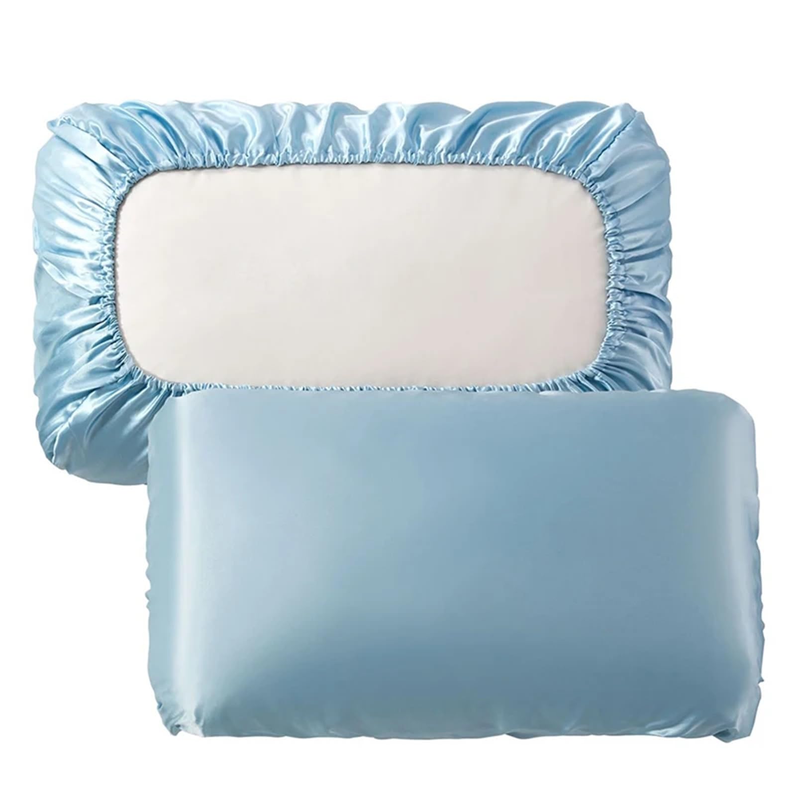 LYXYGMV Silk Pillow Cover Solid Comfortable Smooth Satin Pillowcase for Bedrooms(Sky blue,50x75cm (19x29in) 2pc)