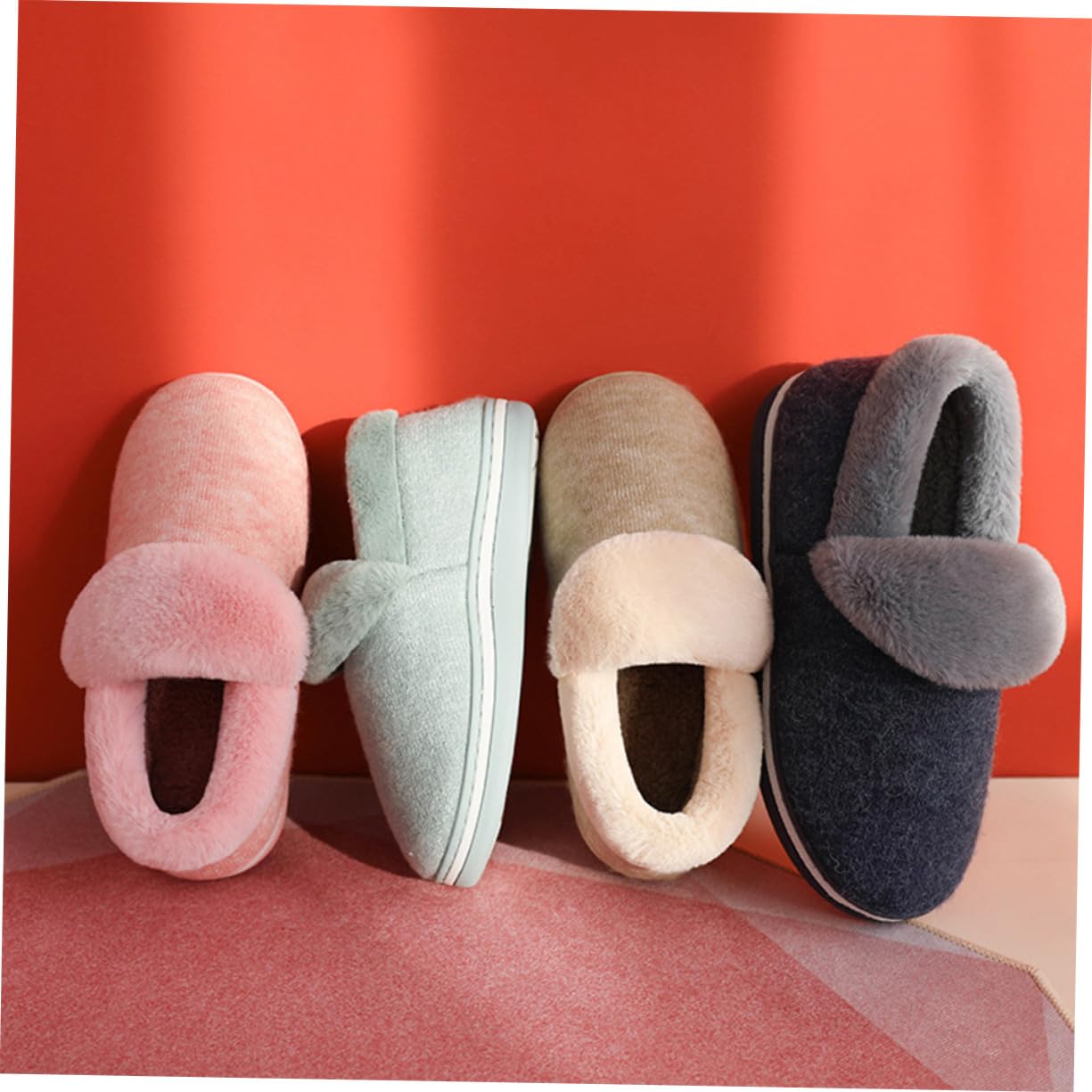LIFKOME Ciabatte Uomo Invernali Chiuse Tallone Peluche Blu 43-44