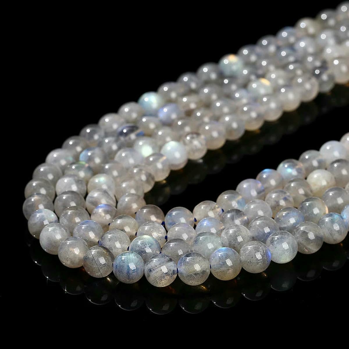 3A Natürlicher grauer Mondstein, Irisation, glänzender Labradorit, feine Edelsteine, 4, 6, 8, 10 mm, für die Schmuckherstellung, DIY-Halsketten, Armbandzubehör – 3A Grauer Mondstein, 8 mm, ca. 4