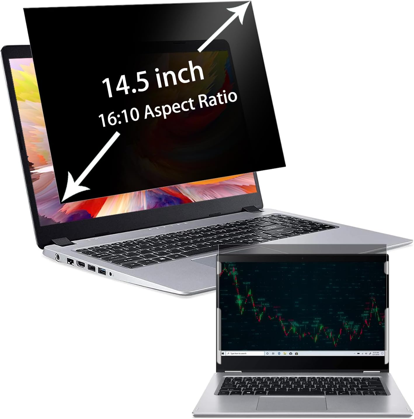 MUBUY-GOL 14.5″ Laptop Privacy Screen Filter For Hp/Dell/Acer/Samsung/Asus/Thinkpad,14.5 Inch 16:10 Aspect, Anti Blue Light Anti Glare Laptop Screen Protector (12 5/16 x 7 11/16 Inch)