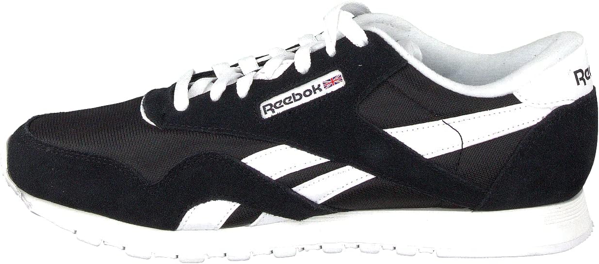 Reebok Men's Classic Nylon Sneaker, Black/White, 8.5