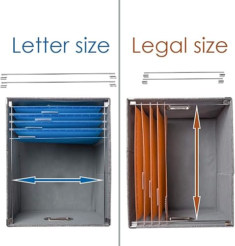 Miniatura 5 de PRANDOM Caja organizadora de archivos, juego de 1 carpeta plegable decorativa de lino para almacenamiento de archivos colgantes con tapas, gabinete
