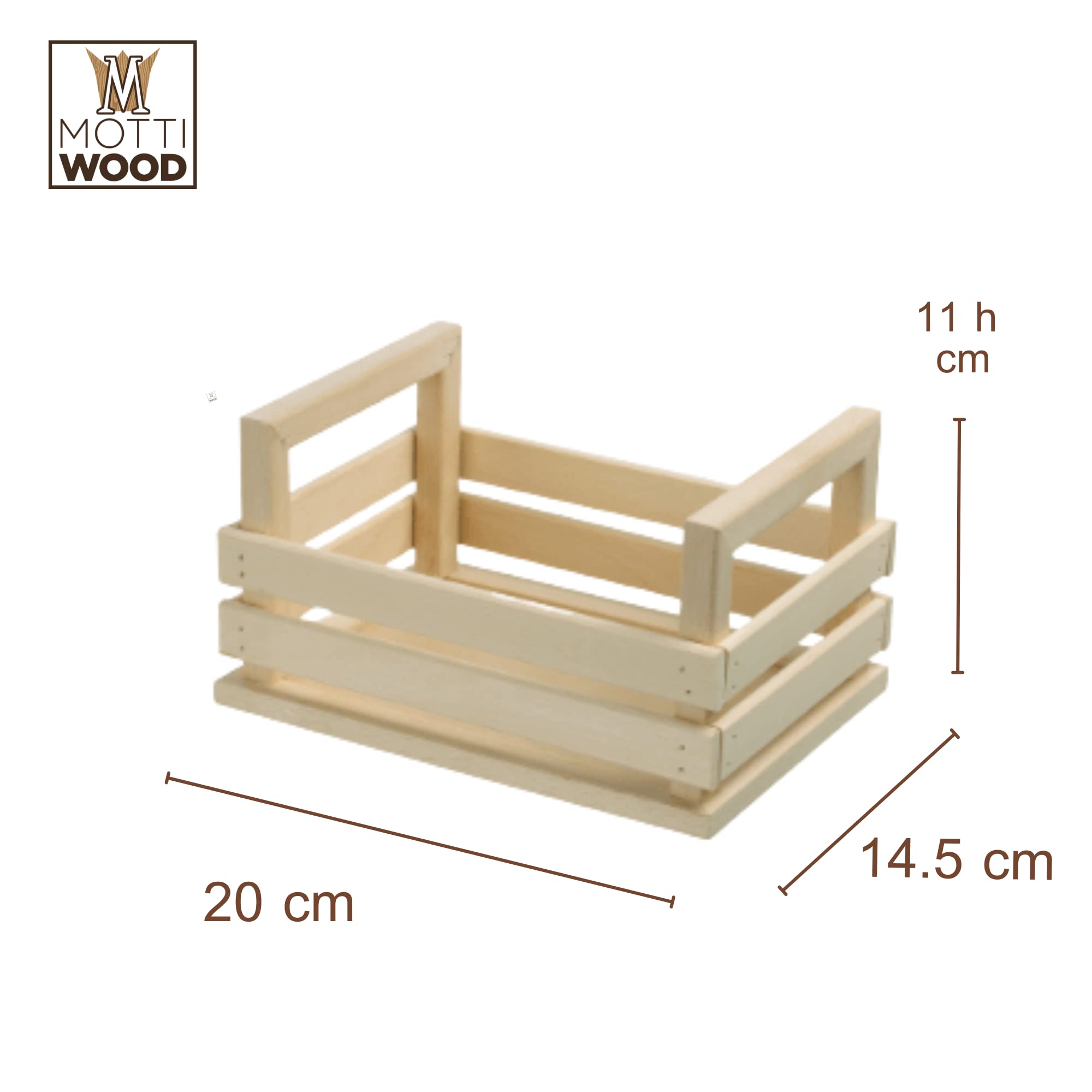 Cassetta in Legno Multiuso Cestino Porta Oggetti 20x14.5x11h Faggio