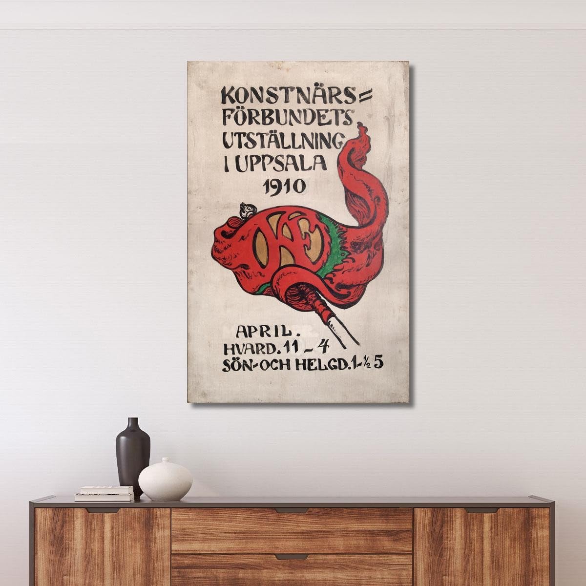 Cartel para la exposición de la Artists' Society A Uppsala Nils Kreuger, nkr41 Cuadro impreso sobre lienzo Fine Art, enmarcado listo para colgar, montado a mano, 200 x 120 cm