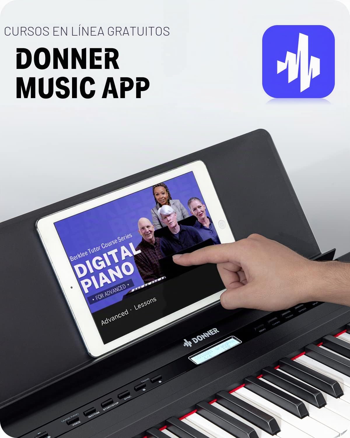 Donner - DEP-20 - Piano Digital, Piano Eléctrico, Principiantes con 88 Teclas de Tamaño Y Peso Completo Y Pedal de Armónicos, con Fuente de Alimentación