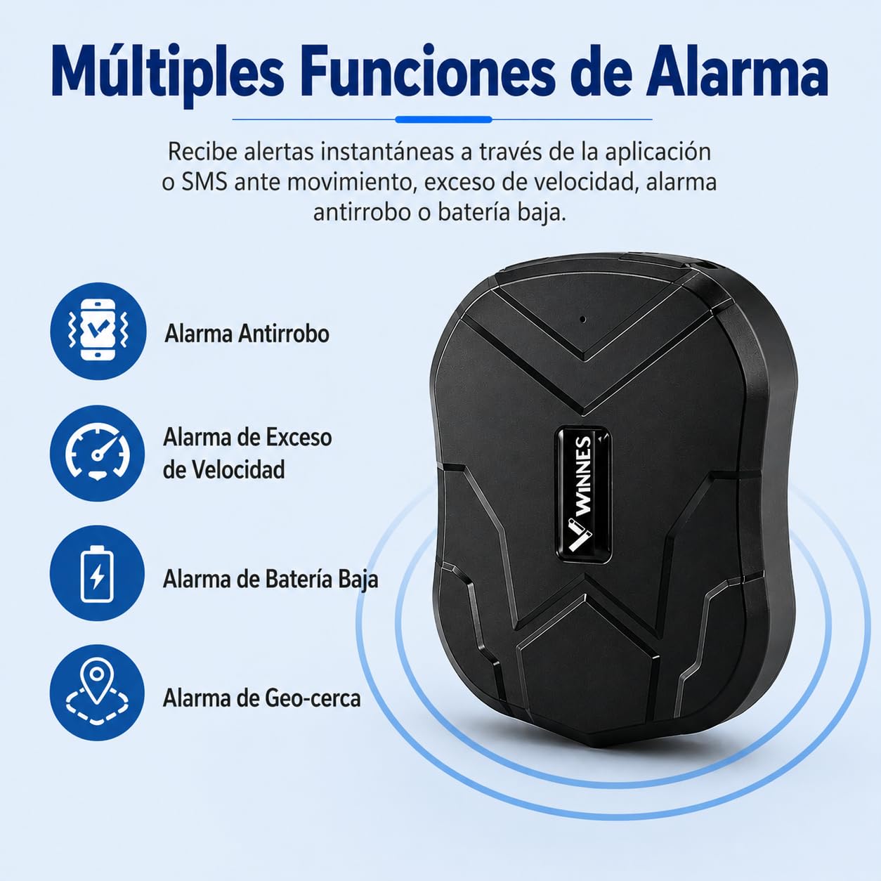 Winnes Localizador GPS para Coche 5000mah, Seguimiento en Tiempo Real y antirrobo, Apto para Coches, Motos, Camiones con rastreador magnético,Alertas Geofence aplicación Gratuita TK905