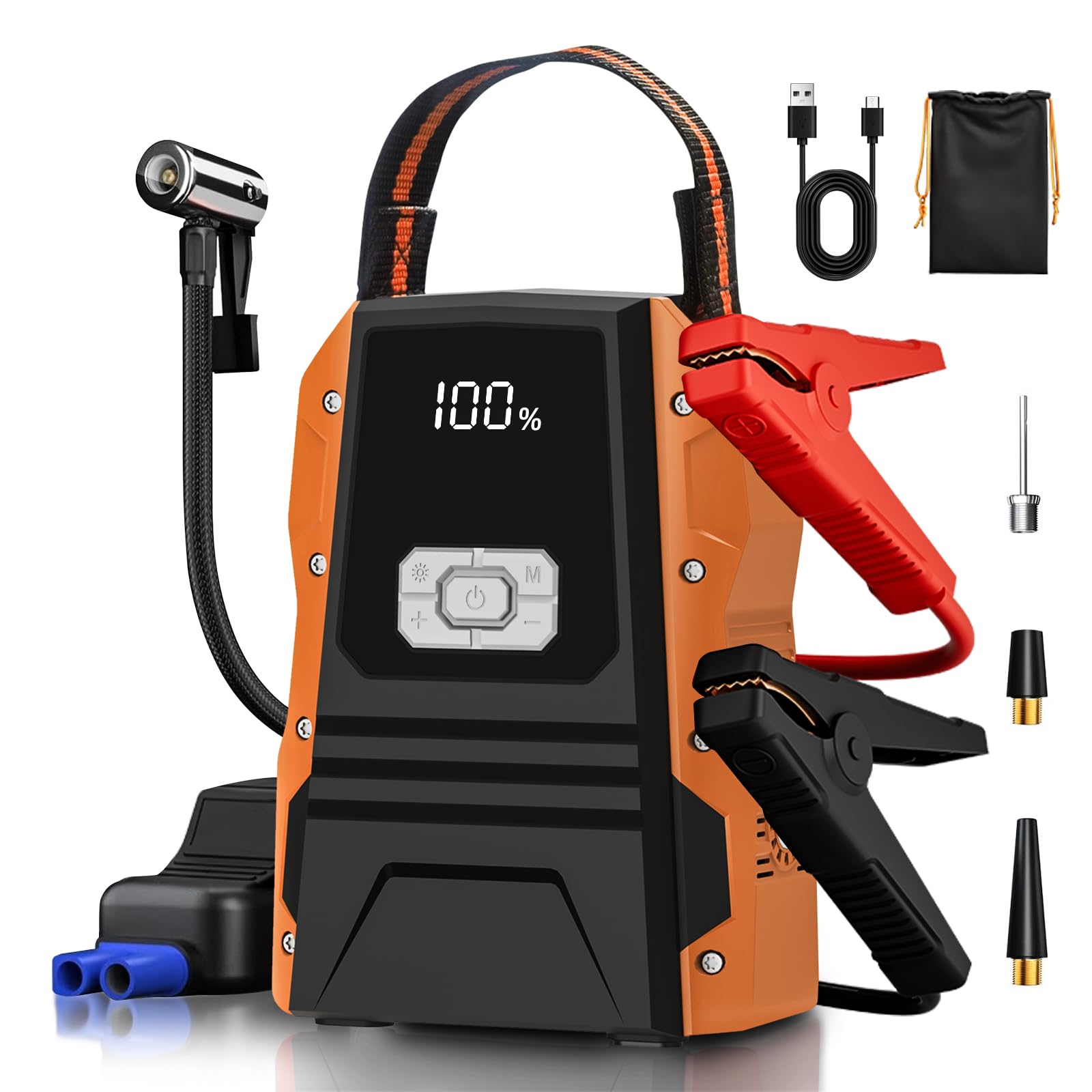 Jump Starter with Air Compressor 12000mAH Portable Car Battery Booster with 150PSI Auto-Shutoff Tire Inflator 12V Supersafe Lithium