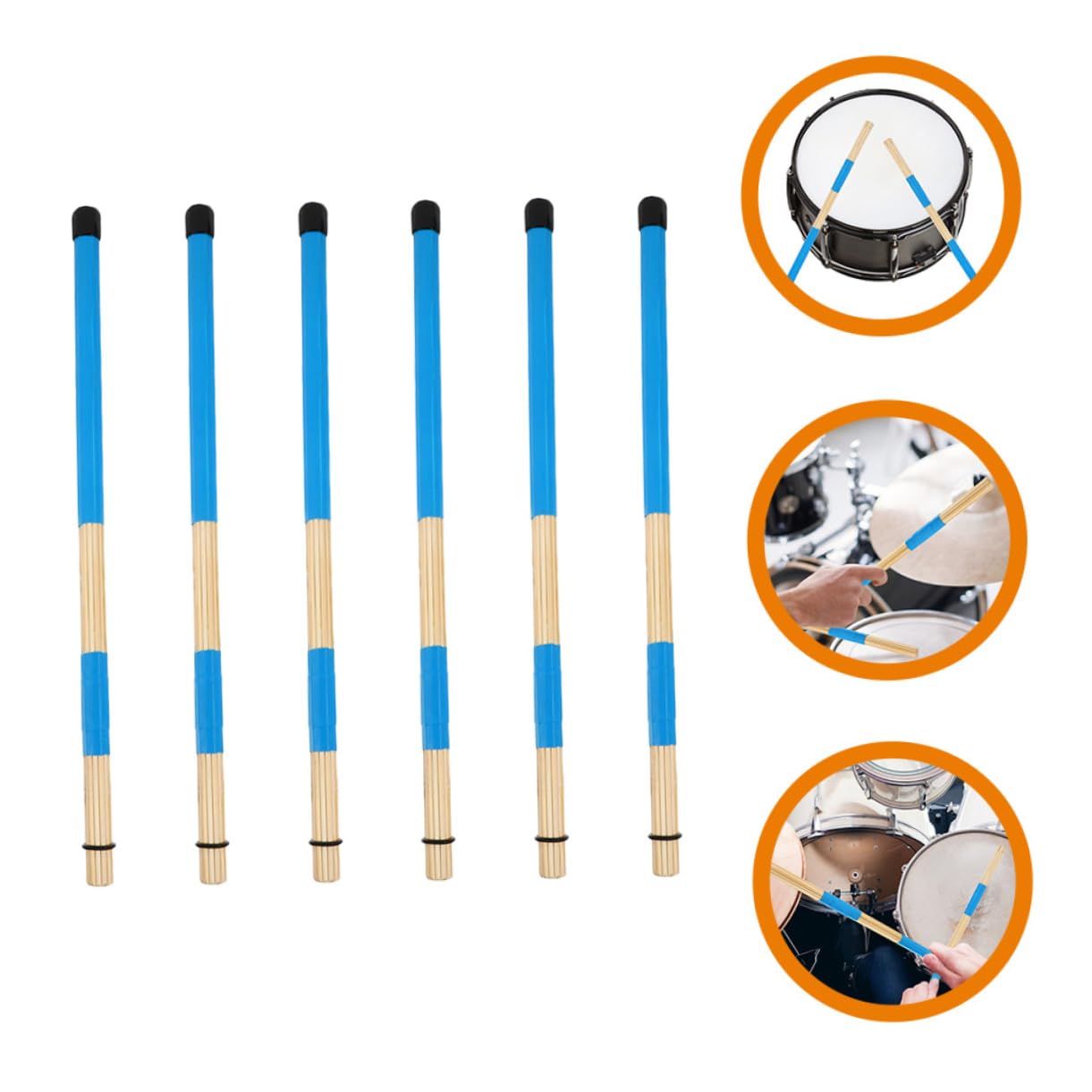 ibasenice Cepillos y Batería para Diseño Simple Pares Ligeros Cómodos Bambú 3 Estilo Único de Instrumento de Percusión