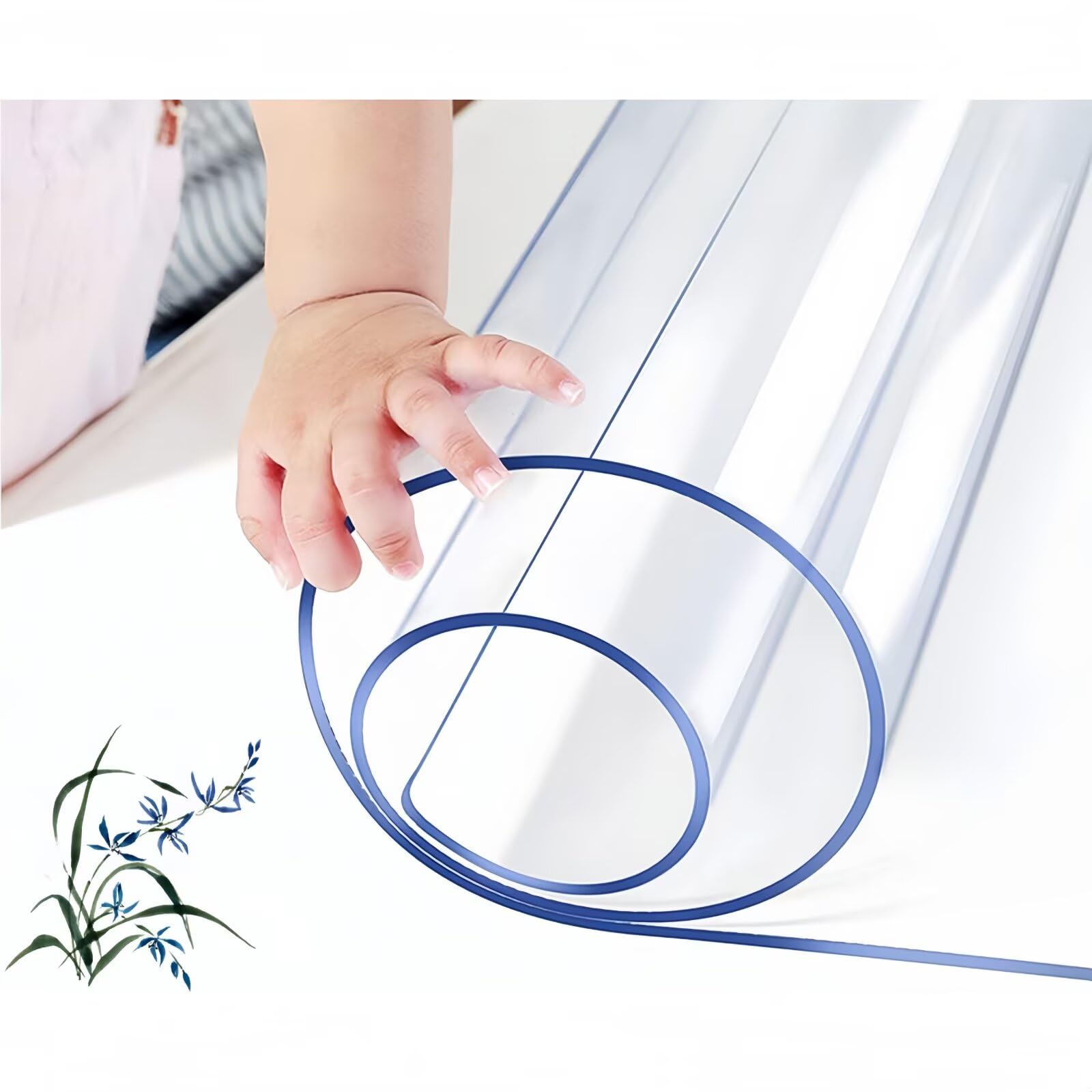 GNKBTOF1.19 x 0.3 m PVC Table Protector Clear Plastic Waterproof Table Cover for Dining Table, Heavy Duty Wipe Clean Transparent Mat,Tablecloth for Worktop Kitchen Restaurant Party Events 2mm