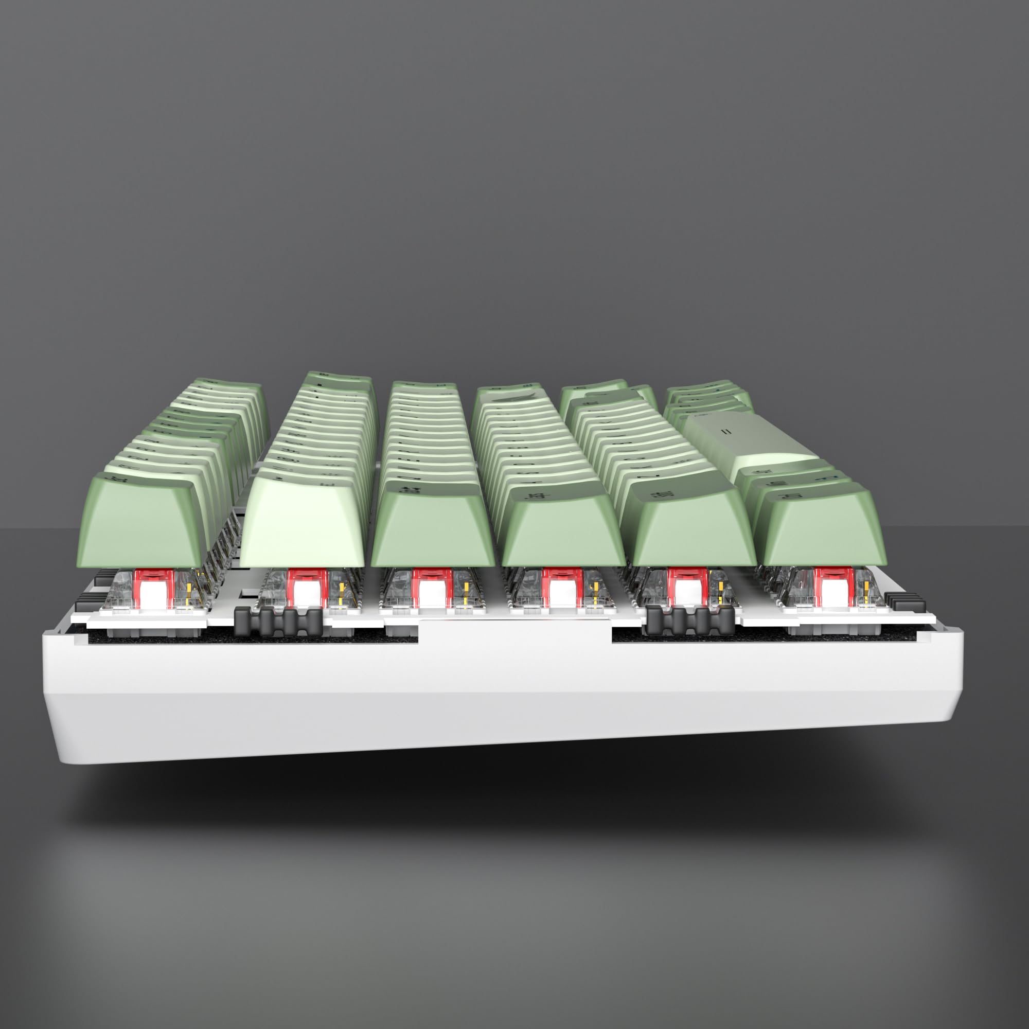 SOLIDEE Teclado Intercambiable en Caliente 75%,Retroiluminación RGB con Interruptor Rojo,TTeclado para Juegos de 82 Teclas TKL,Teclado Compacto NKRO con Control de Perilla de Aluminio(82 Matcha)