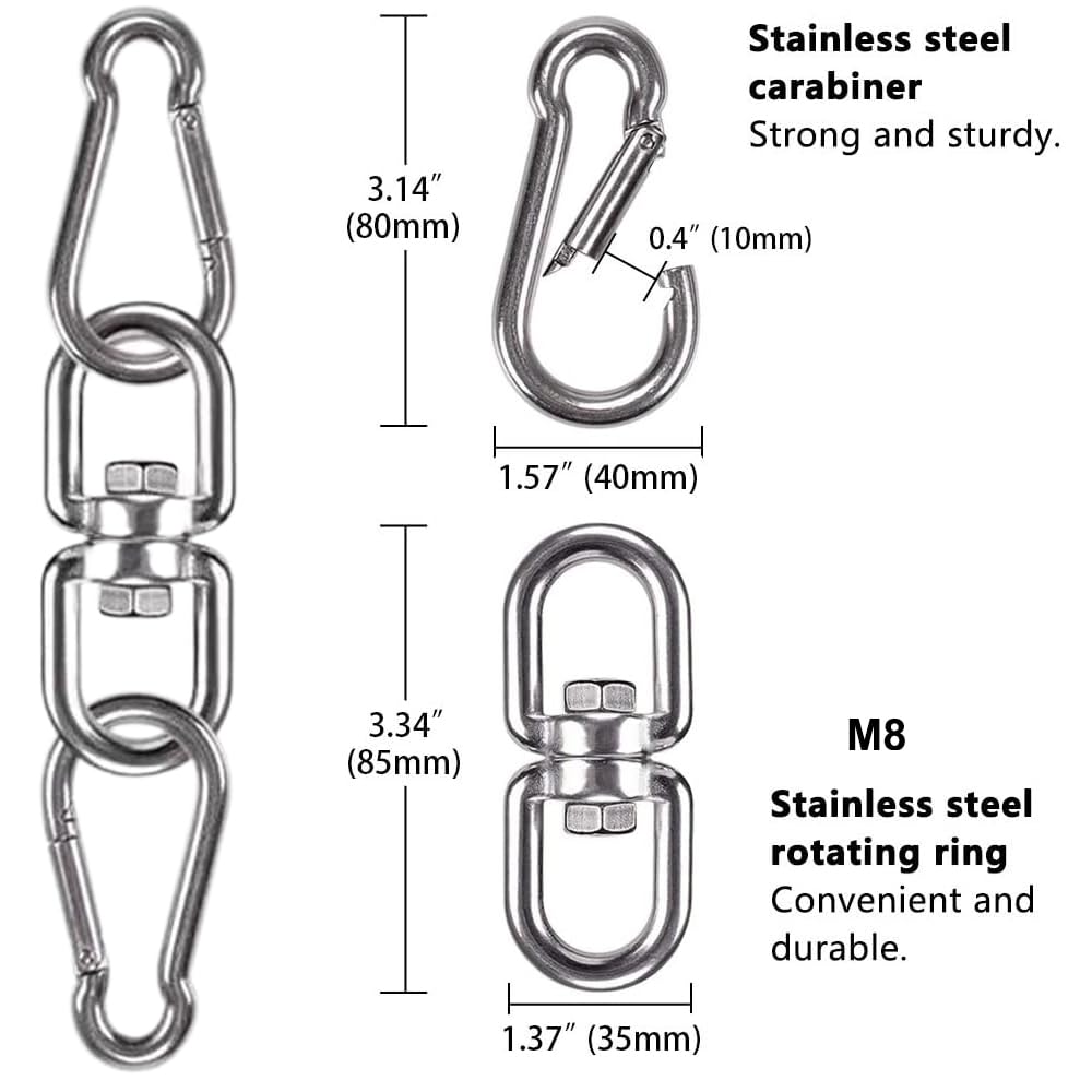 WAREMAID Pivot En Acier Inoxydable Avec Anneau Pivotant Double Et 2 Mousquetons