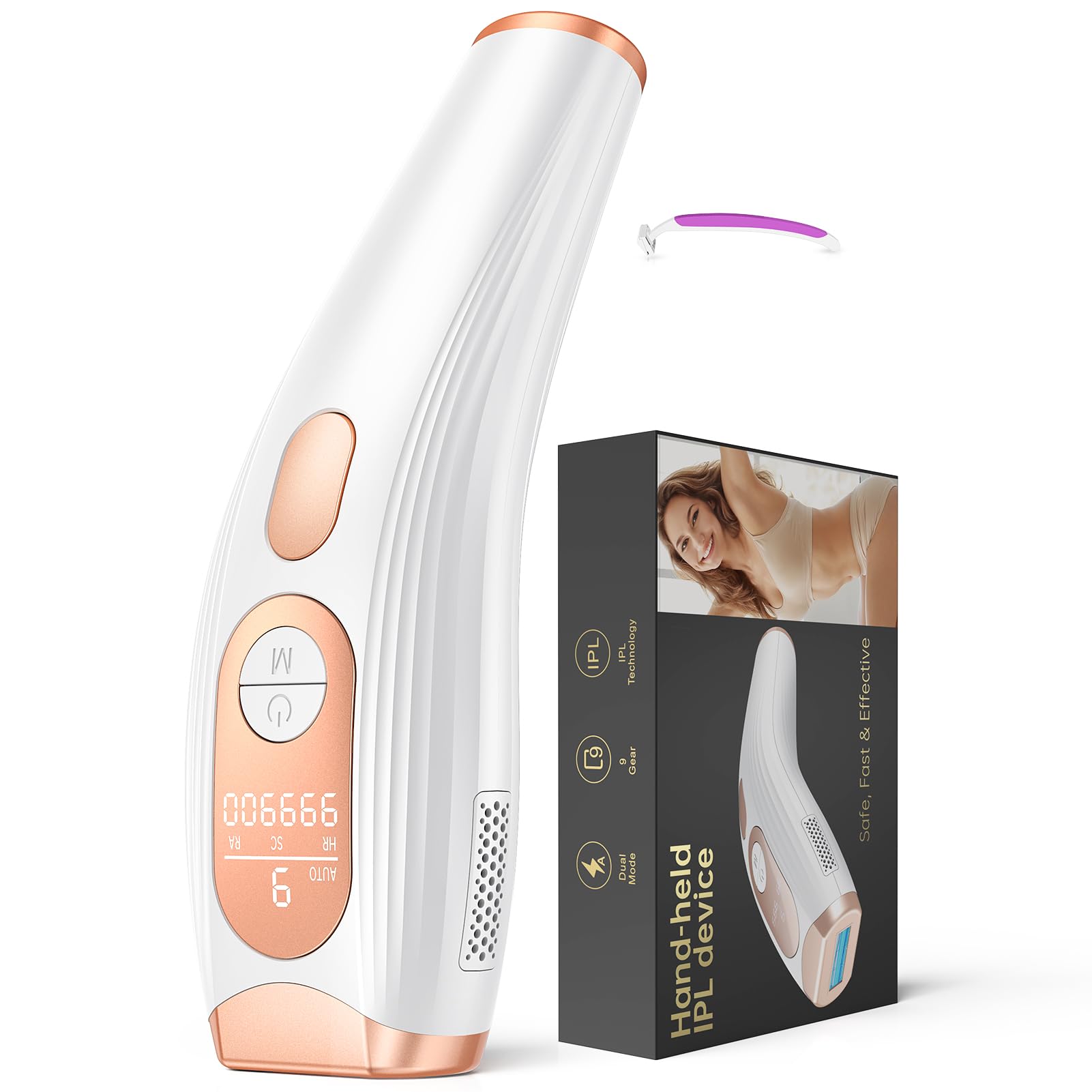 Laser Hair Removal, Laser IPL Hair Removal for Woman and Men Permanent, Hair Removal Device with 3.0 IPL Red Light Wave, Home Laser Hair Removal Device for Legs Armpits Back Bikini Body Use