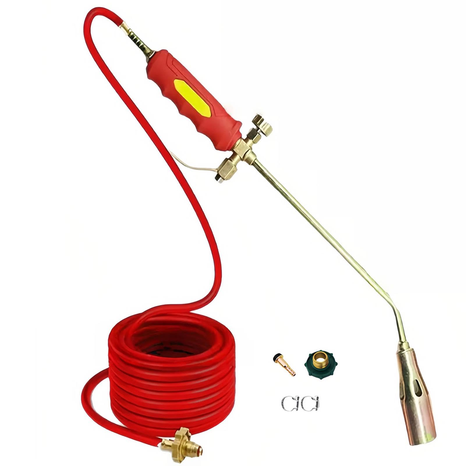 Kit Bruciatore Diserbante Propano, Torce Diserbanti Esterni con Tubo Flessibile 1,2/2/5 M, Doppio Interruttore per Giardino, Legno, Ghiaccio, Neve, Strade