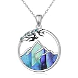 DAOCHONG Mountain Necklace 925 Sterling Silver Mountain Pendant Necklace with Swallow Nature Jewelry Presents for Skiers, Hikers, Campers, Climbers and Nature Lovers