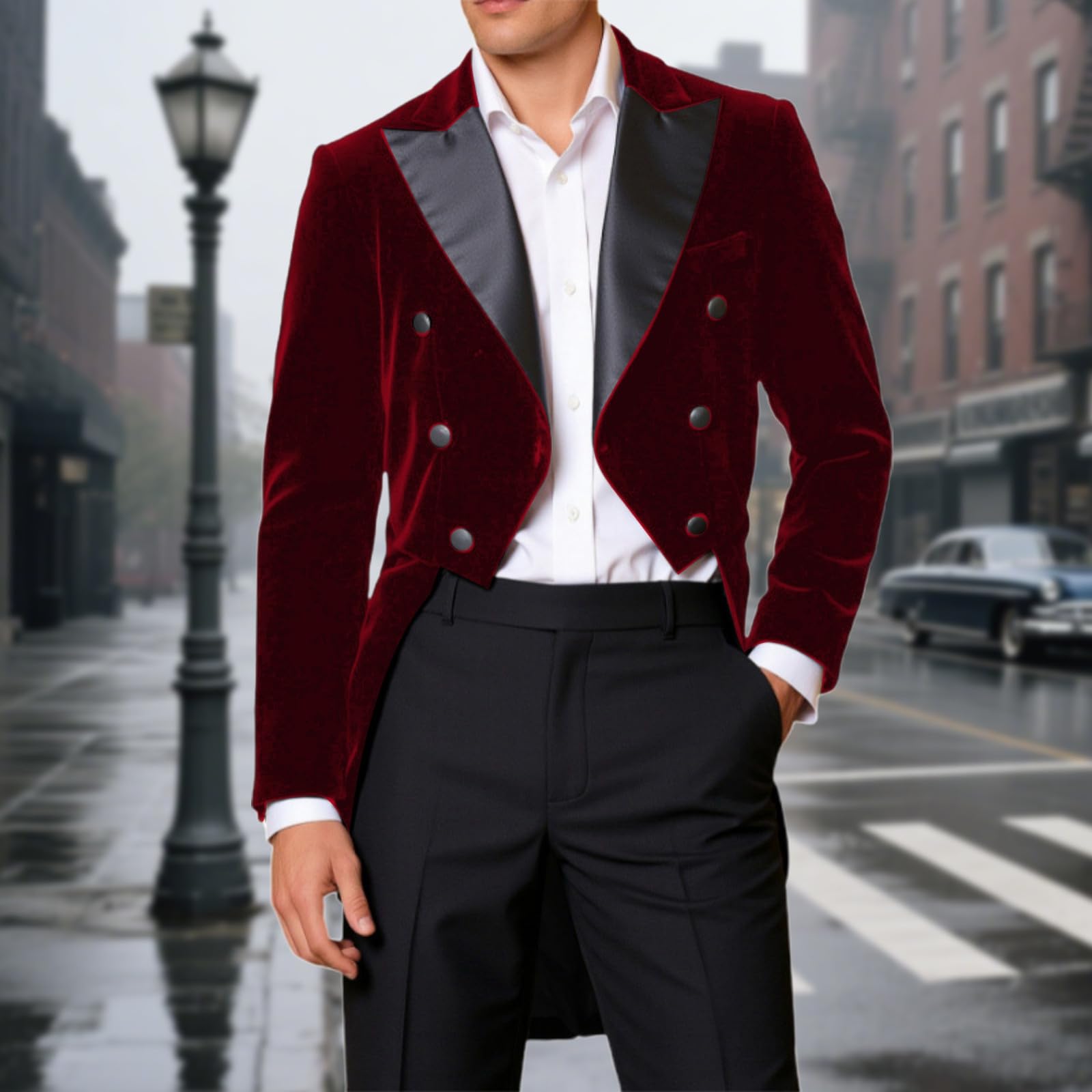 Costume De Cérémonie Queue-De-Pie Smoking Pour Homme Avec Veste Slim Fit Manteau Mariage Décontracté Revers Victorien