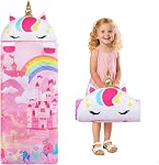 Kids Sleeping Bag with Double Zips 150 * 60cm Soft and Comfortable Toddler Nap Mat with Removable Pillow Roll Up Kids Slumber Bag for Preschool Daycare Camping