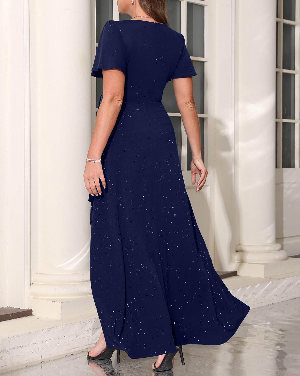 Pinup Fashion Plus Size Formal Dresses - Evening Gowns Wedding Guest Gala Prom Glitter Long Dress with Slit - Image 6