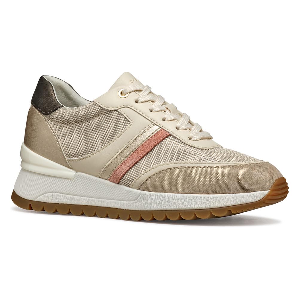 Geox Women's D DESYA A Sneaker, Lt Taupe/Lt Gold, 4 UK