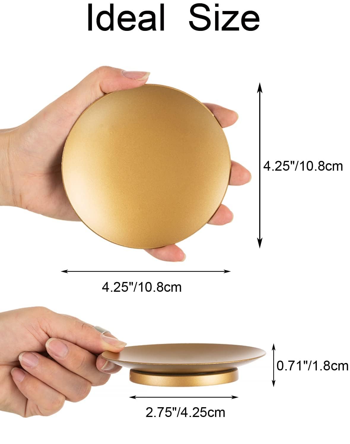 Set Di 3 Portacandele In Metallo Oro - Piattini Per Candele A Colonna Da 11cm - Decorazione Per Casa, Matrimoni E Feste