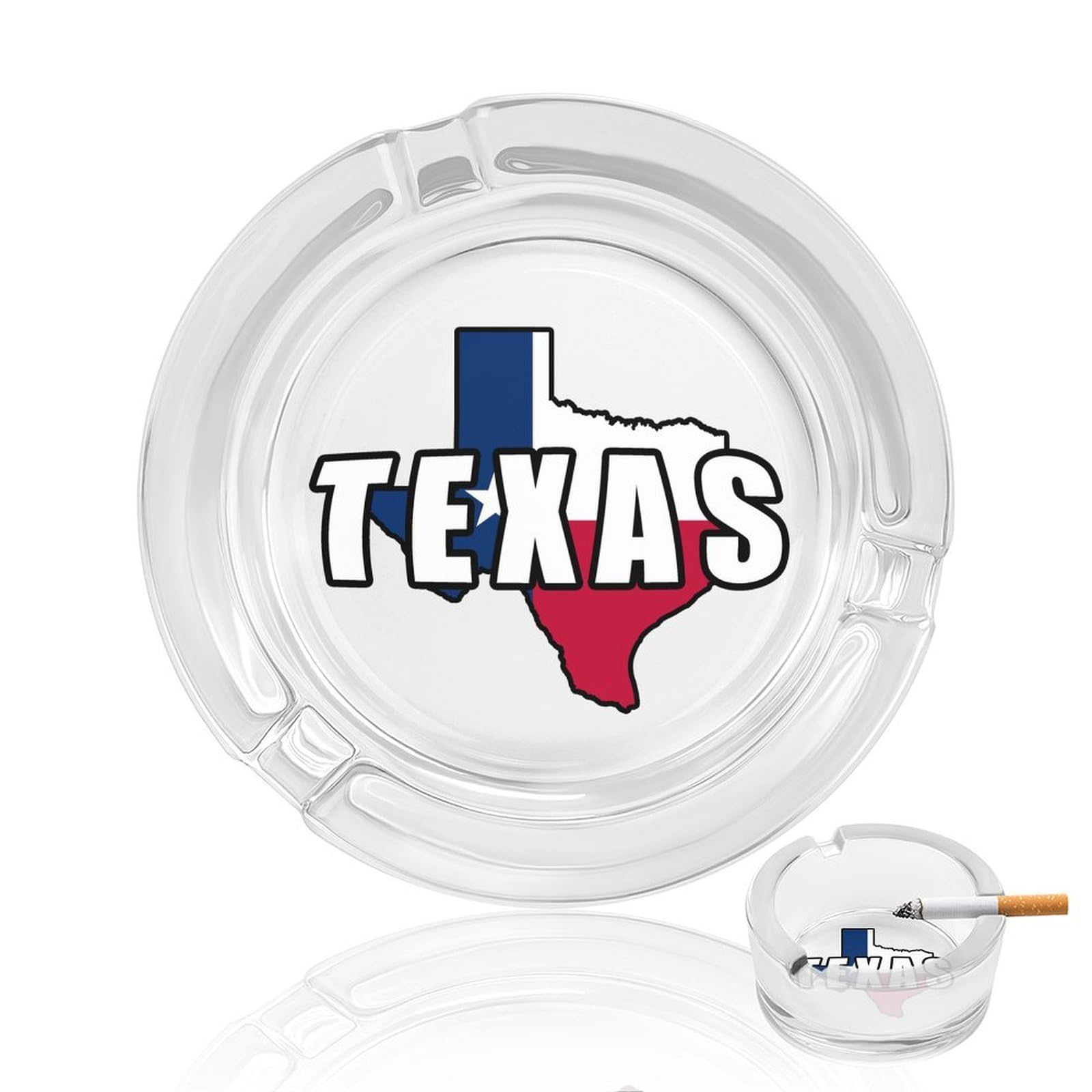 Nclqvjxzkhw Style Texas Map Flag Glass Ashtray Round Ash Tray Smoking Trays For Home Garden Outdoor