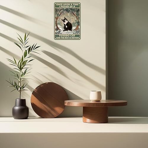 Miniatura 7 de Divertido letrero de gato para amantes de los gatos, regalo para mujeres y niñas, regalo Once Upon A Time I Pick Up A Tuxedo Cat Tin Sign Art Art