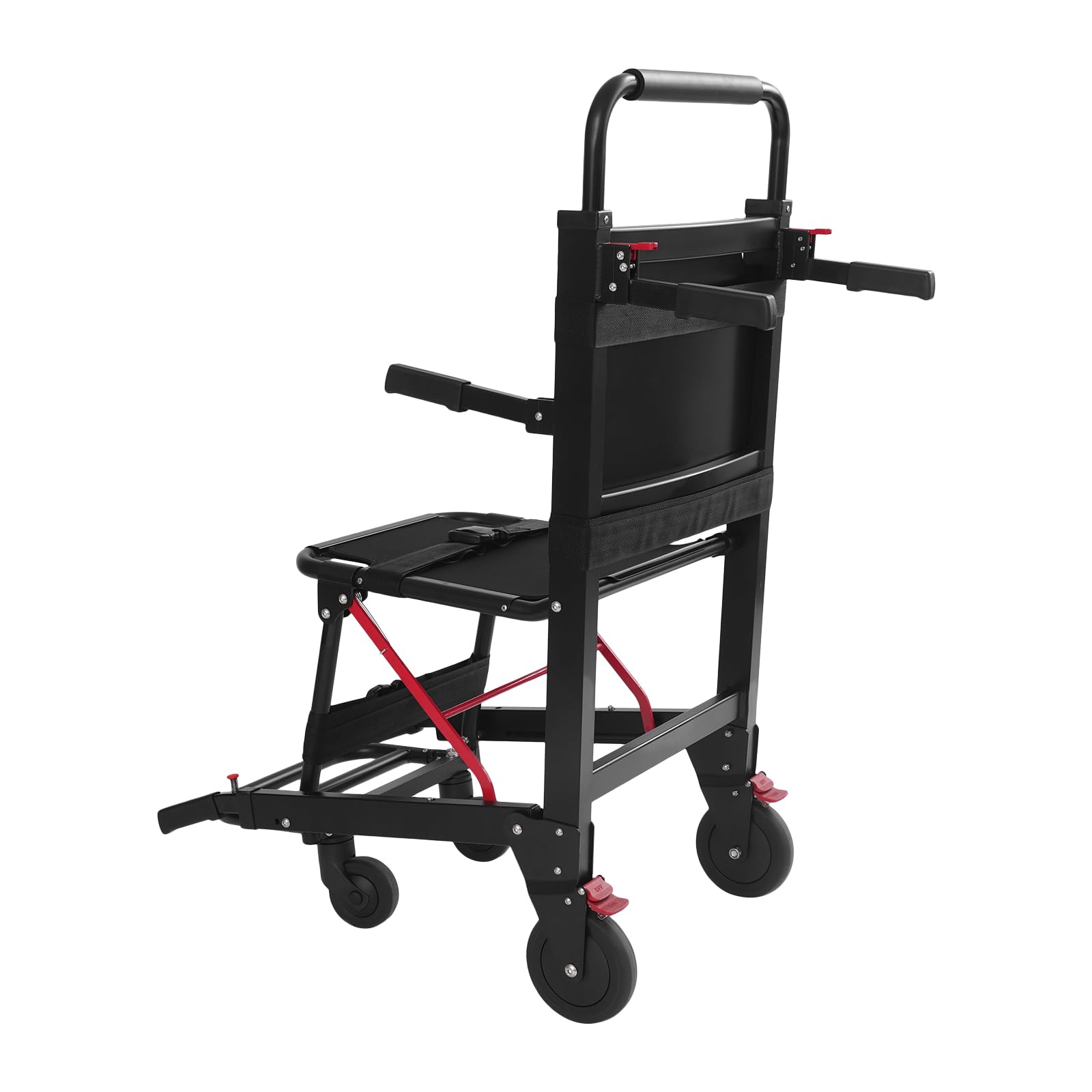 EMS - Silla de escalera de evacuación, silla de evacuación de 4 ruedas, plegable para escaleras de hasta 180 kg, elevador de escaleras portátil para evacuación, escalada, transporte, color negro