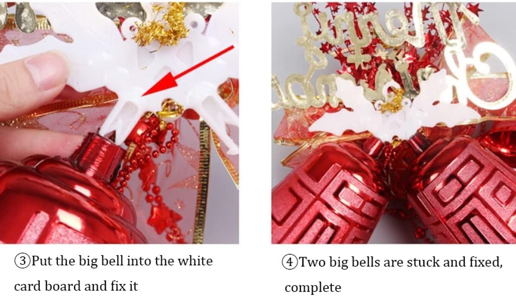 Jingle Bells - Decorazione con fiocco per albero di Natale, porta e caminetto
