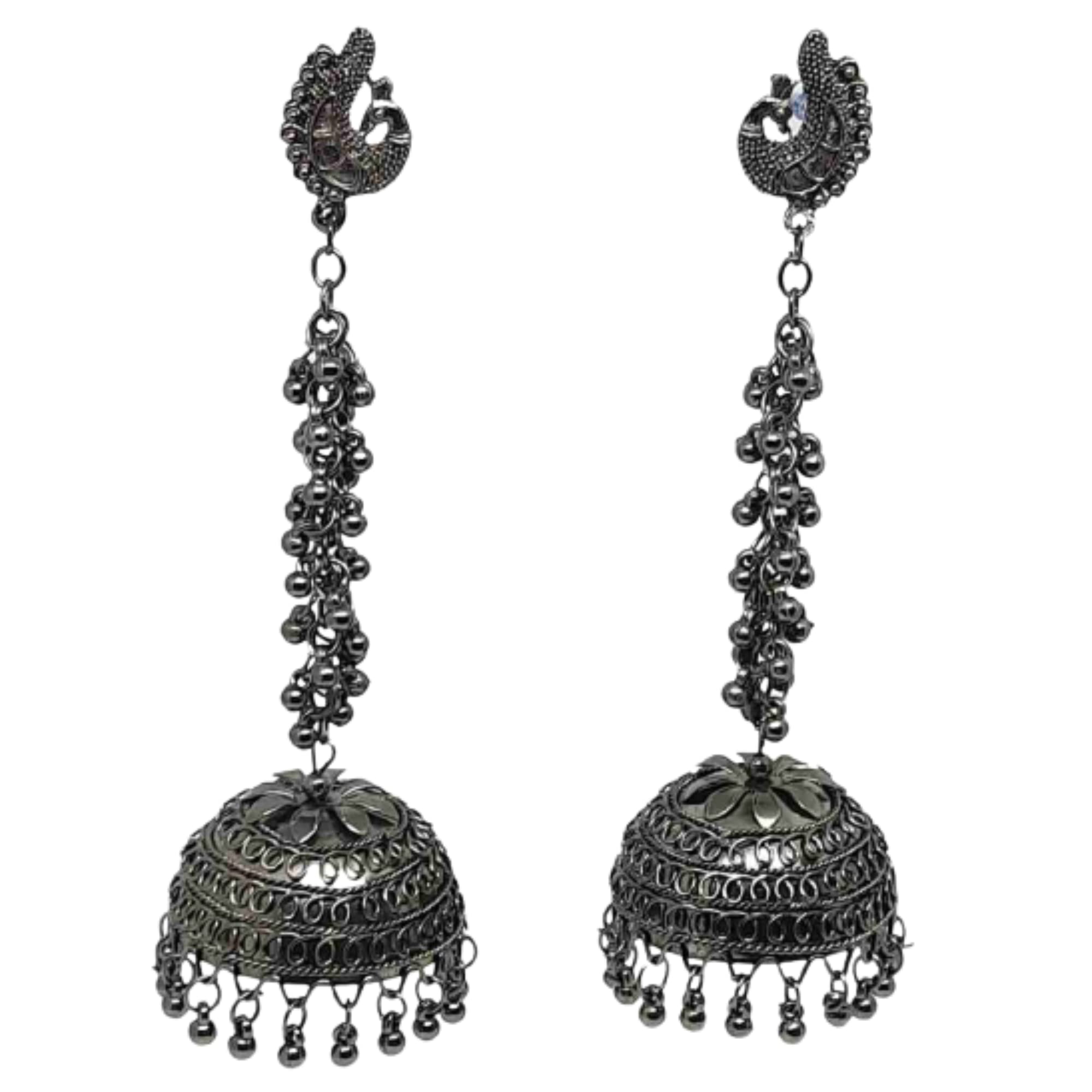 Dulcett India | Ethnic Style | Oxidised Earrings | Black Polish Designer Earring With Jhumka for Girls & Women (B09P3ZYSD6) Amazon Price History, Amazon Price Tracker