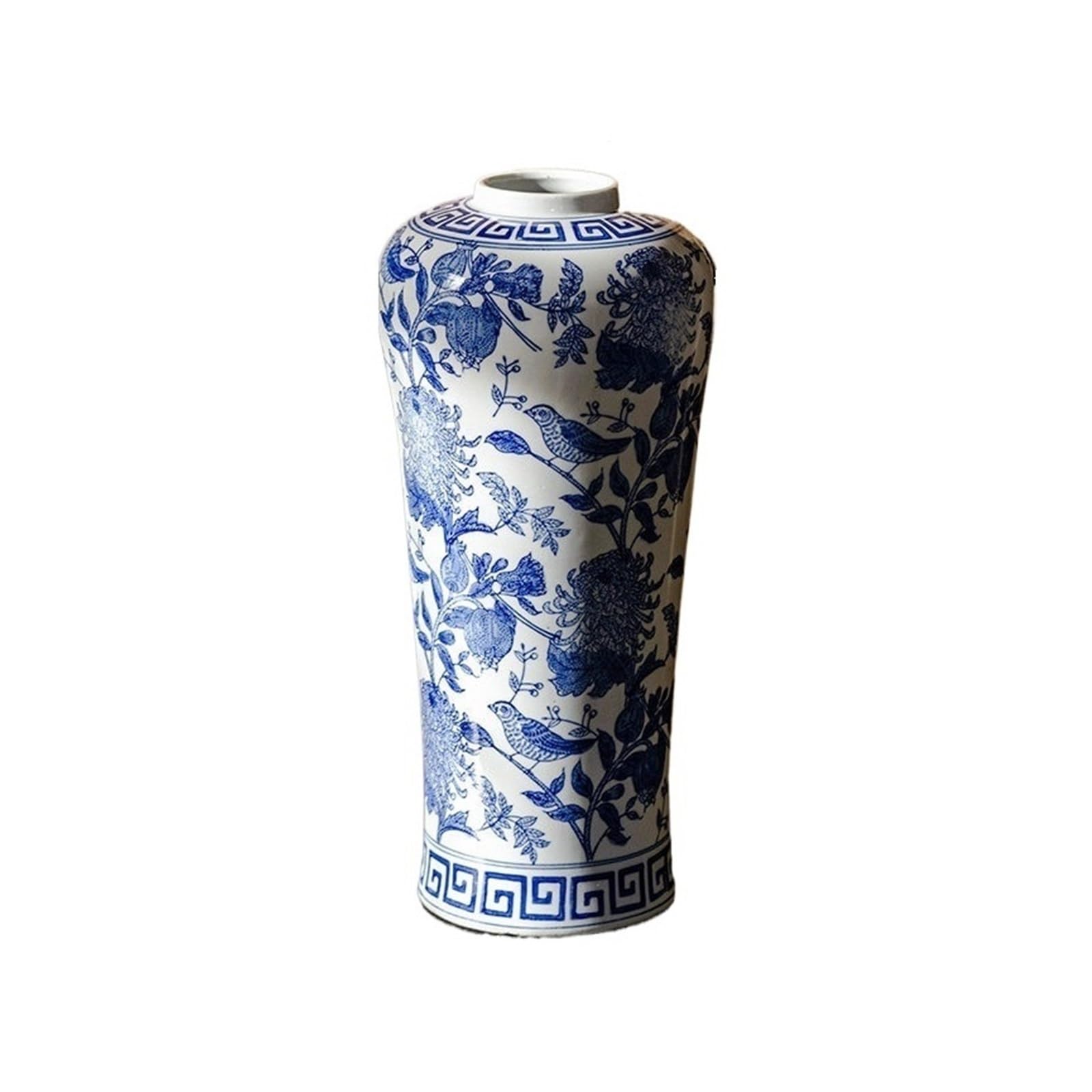guiling-1986 Vases Decor Blue and White Porcelain Vase 39cm Tall Floral Bird Pattern Ceramic Vases Flower Vases