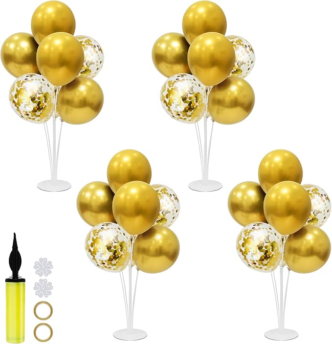 4Set Gold Balloon Stand Kit, Balloon Centerpieces for Table